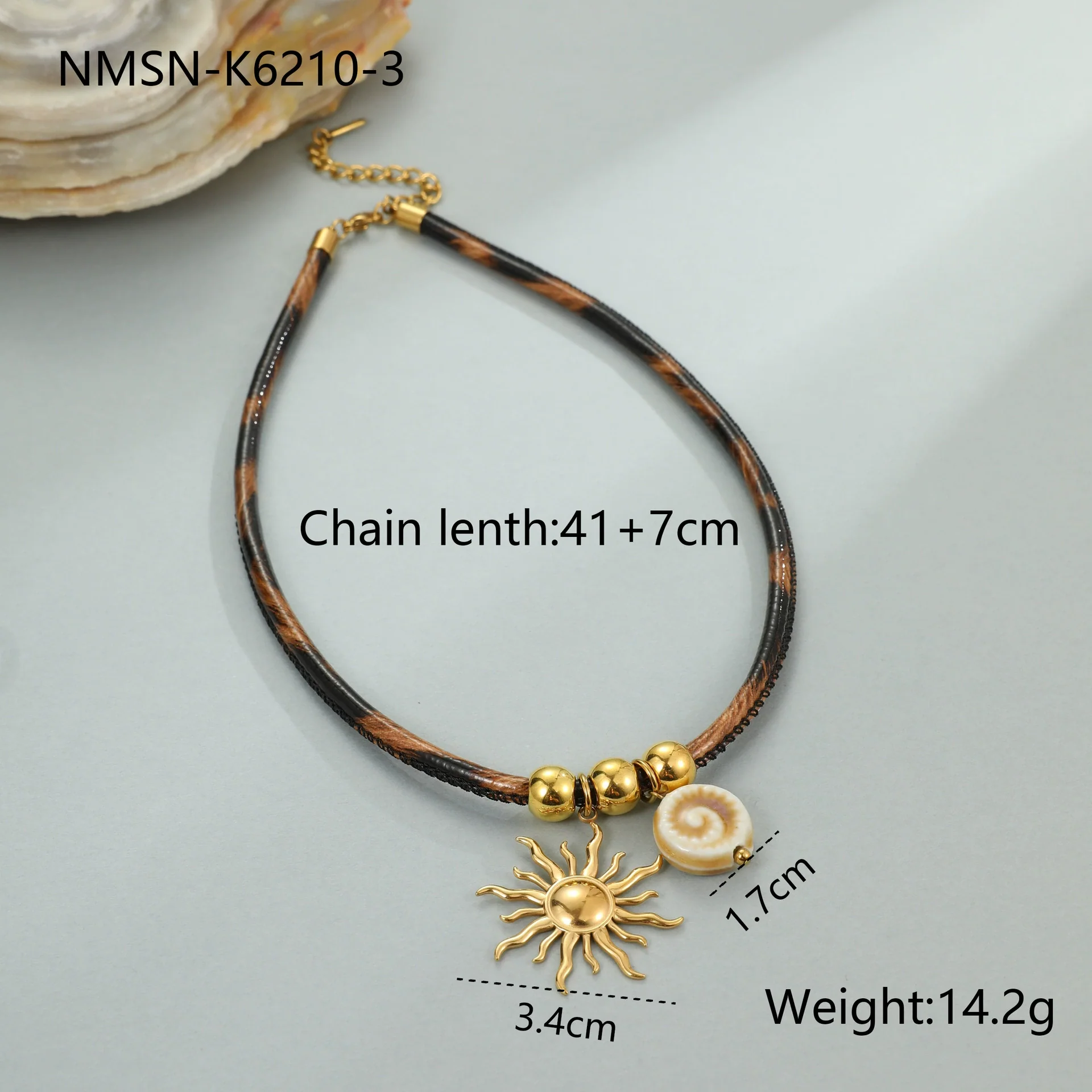 Wholesale Women's Fashion Geometric Leopard Print Stainless Steel 18K Electroplated Necklace - Image 8