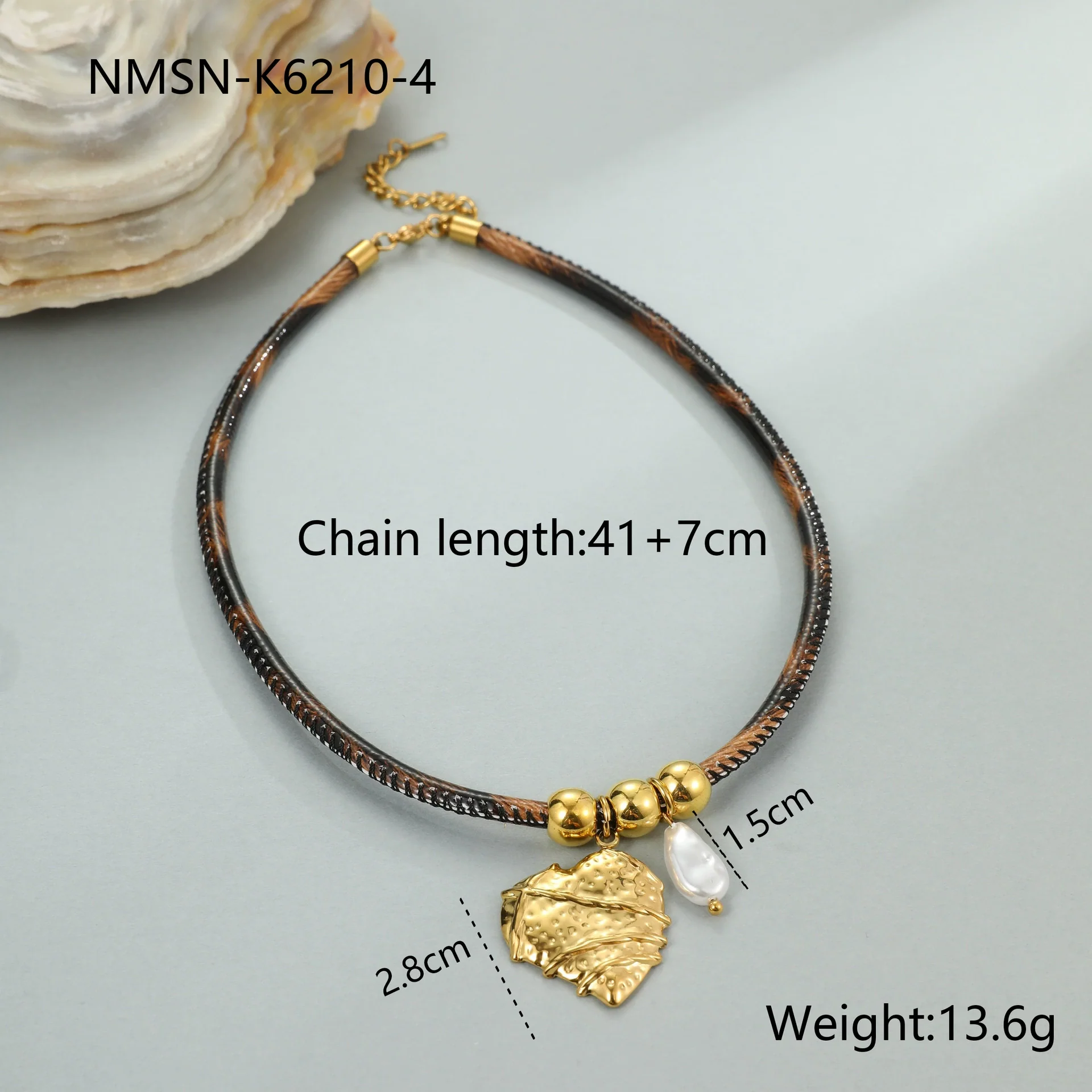 Wholesale Women's Fashion Geometric Leopard Print Stainless Steel 18K Electroplated Necklace - Image 9