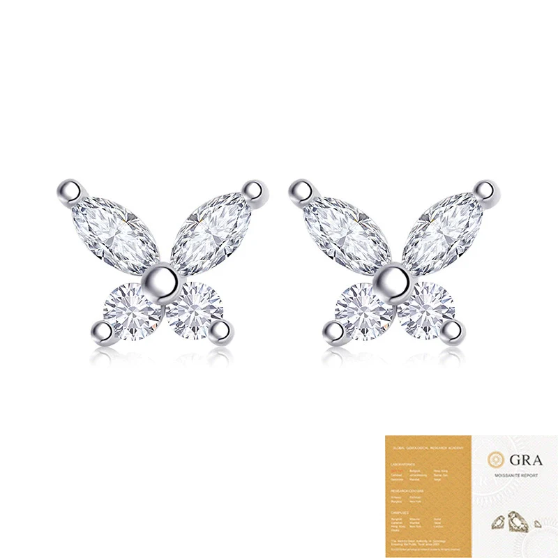 Wholesale Women's Fashion Geometric Moissanite Earrings S925 Silver Set With Diamonds - Image 5