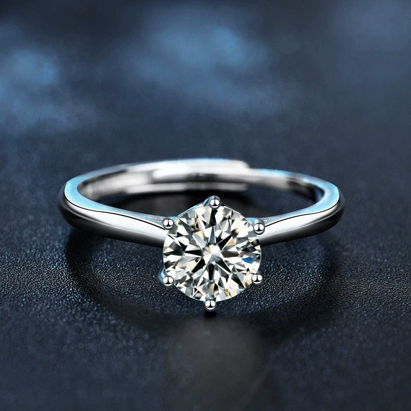 Wholesale Women's Fashion Geometric Moissanite S925 Sterling Silver Electroplated Ring