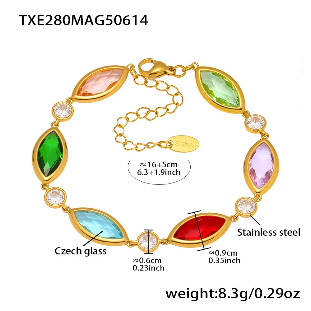 Wholesale Women's Fashion Geometric Pattern Faceted Glass Stone 5A Zircon Full Diamond Stainless Steel Electroplated Bracelet - Image 11