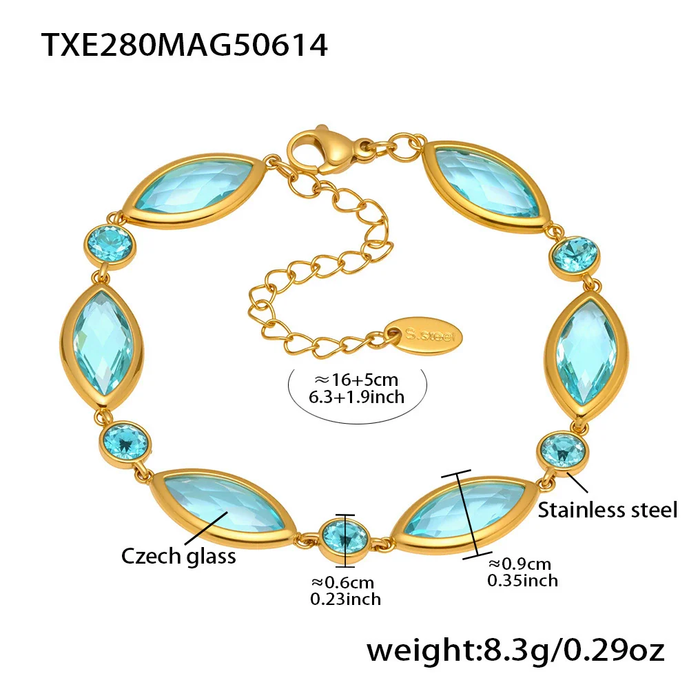 Wholesale Women's Fashion Geometric Pattern Faceted Glass Stone 5A Zircon Full Diamond Stainless Steel Electroplated Bracelet - Image 9