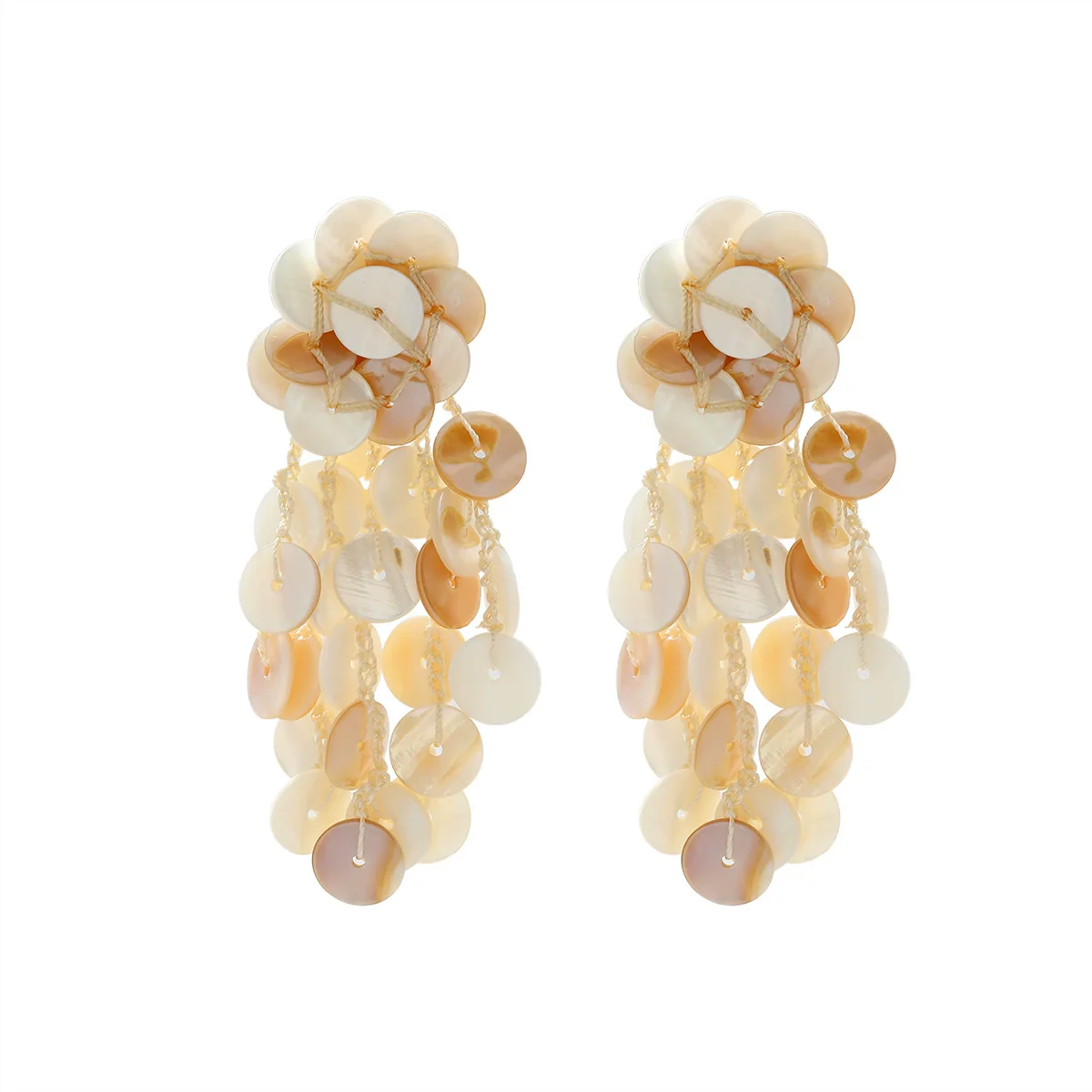 Wholesale Women's Fashion Geometric Plastic And Resin Handwoven Earrings With Multilayered Tassels - Image 5