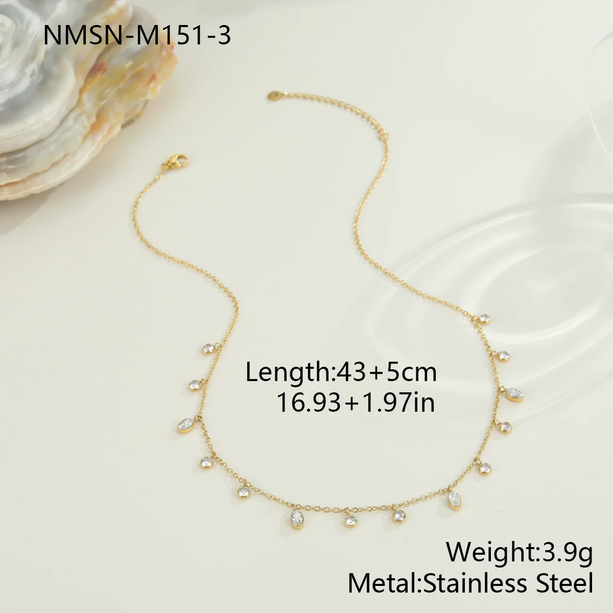 Wholesale Women's Fashion Geometric Stainless Steel 18K Gold Electroplated Bead Chain Necklace - Image 6