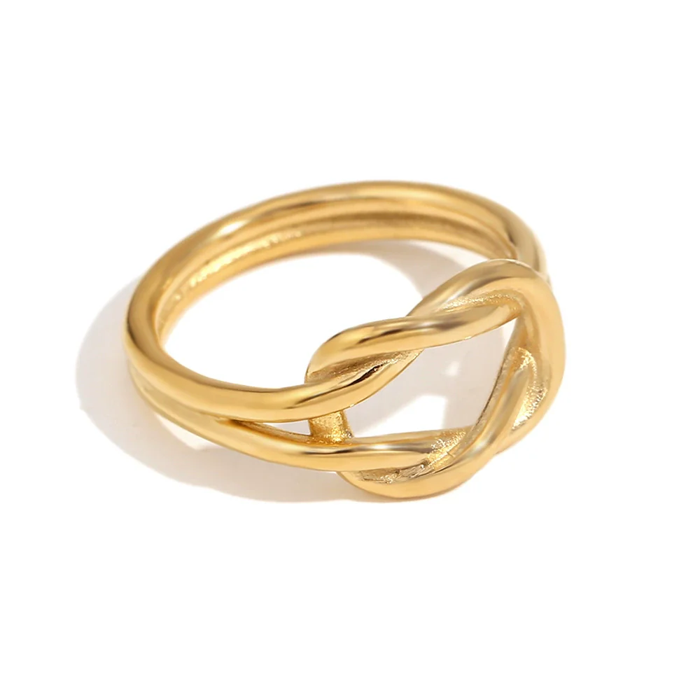 Wholesale Women's Fashion Geometric Stainless Steel 18K Gold Electroplated Swirl Knotted Daisy Ring - Image 5