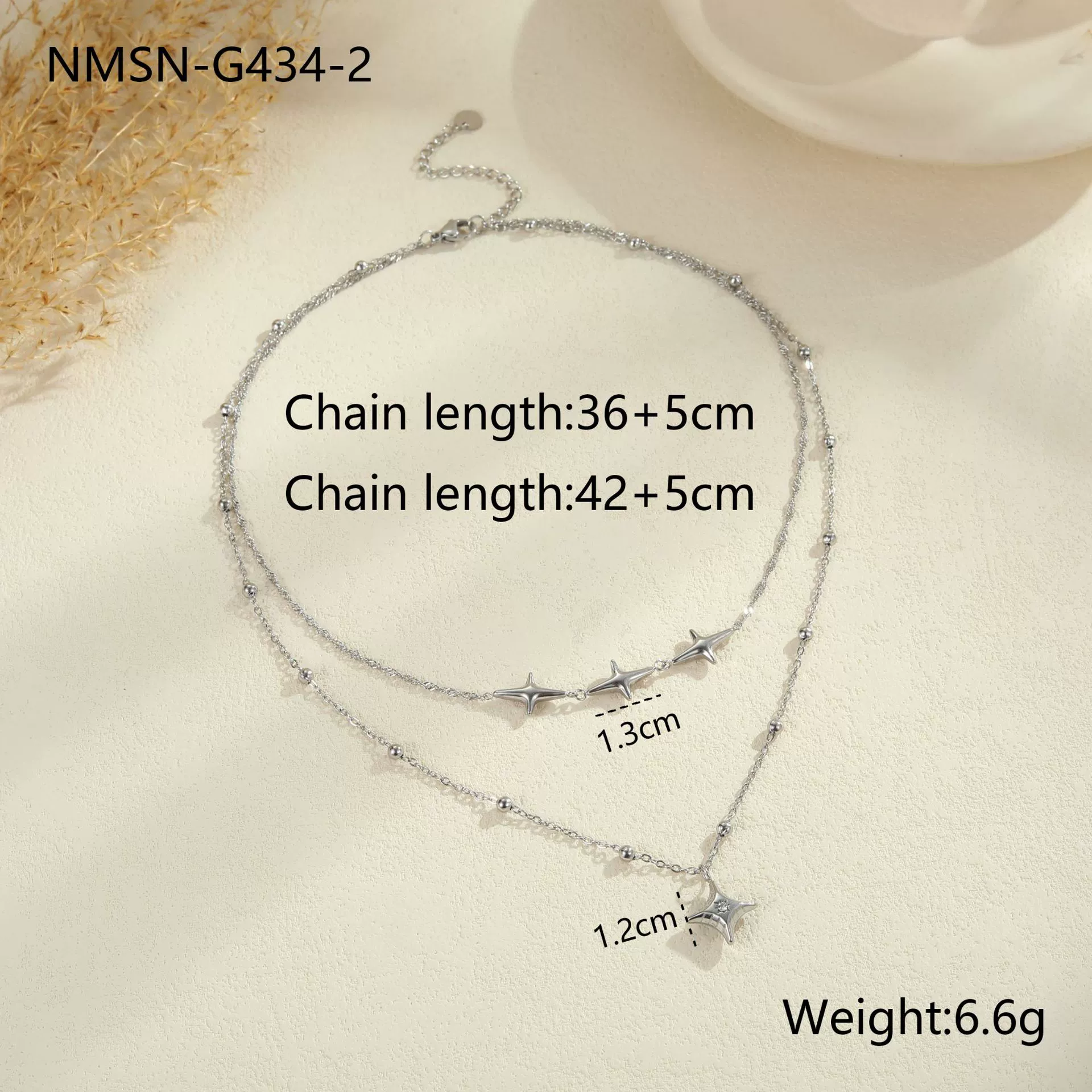 Wholesale Women's Fashion Geometric Stainless Steel 18K Gold Plated Doublelayer Clavicle Necklace - Image 7