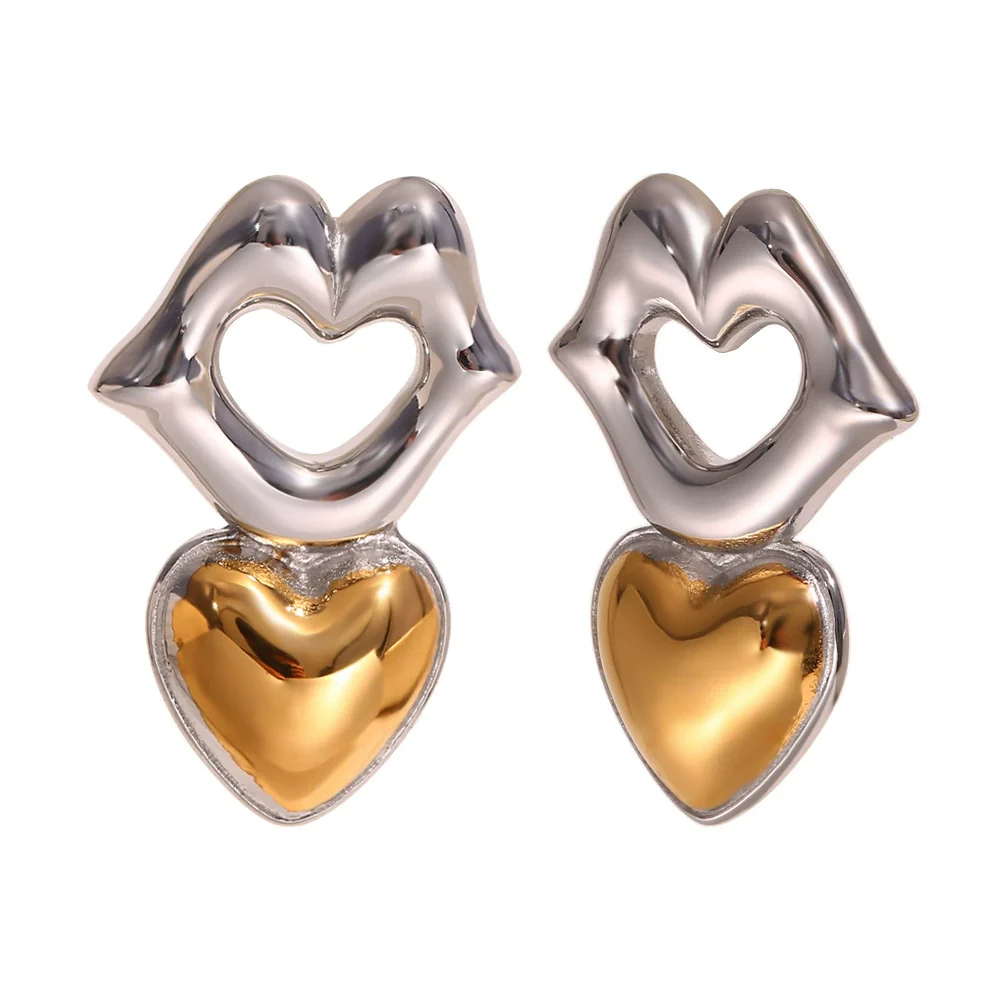 Wholesale Women's Fashion Geometric Stainless Steel 18K Gold Plated Earrings - Image 5
