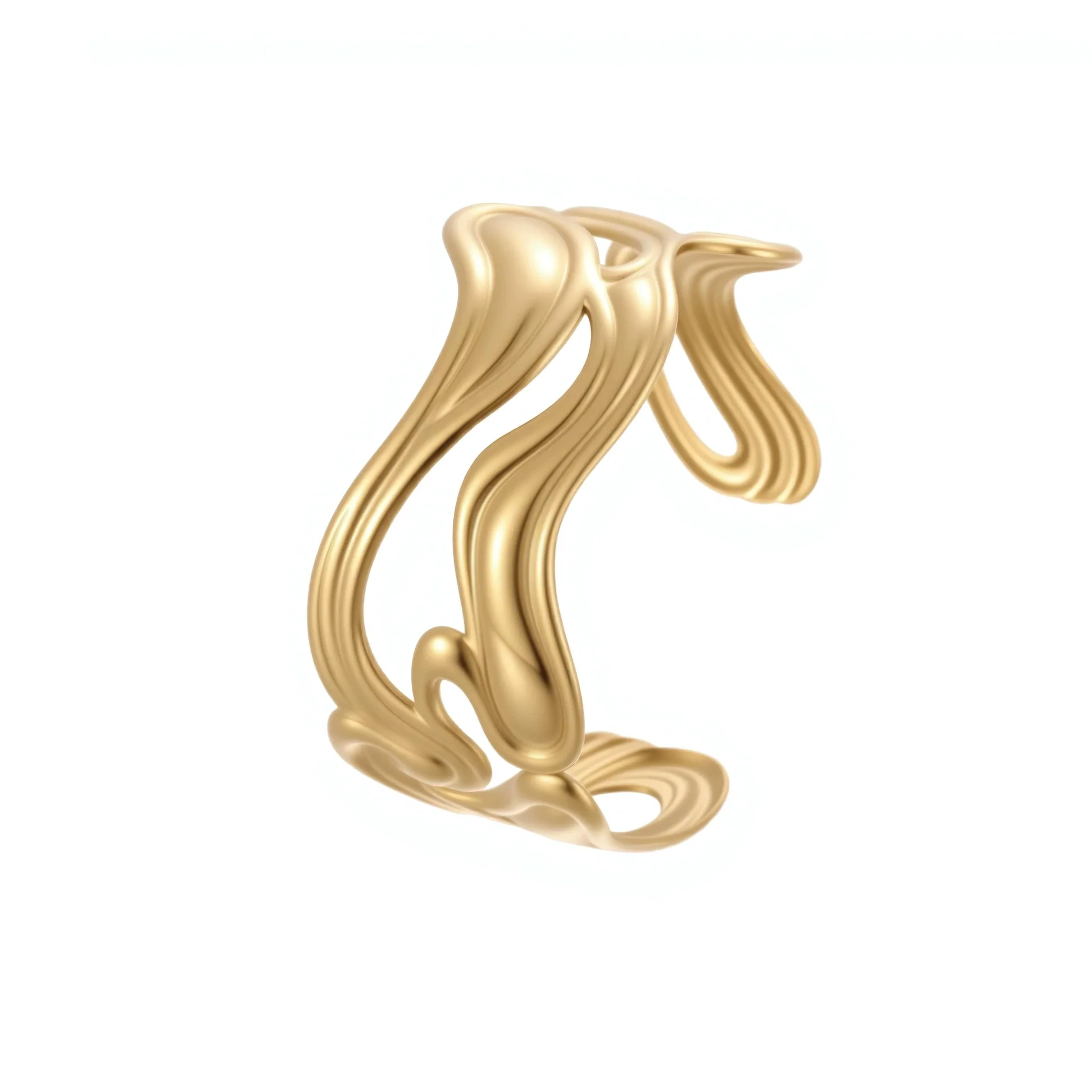 Wholesale Women's Fashion Geometric Stainless Steel 18K Gold Plated Open Bracelet - Image 5