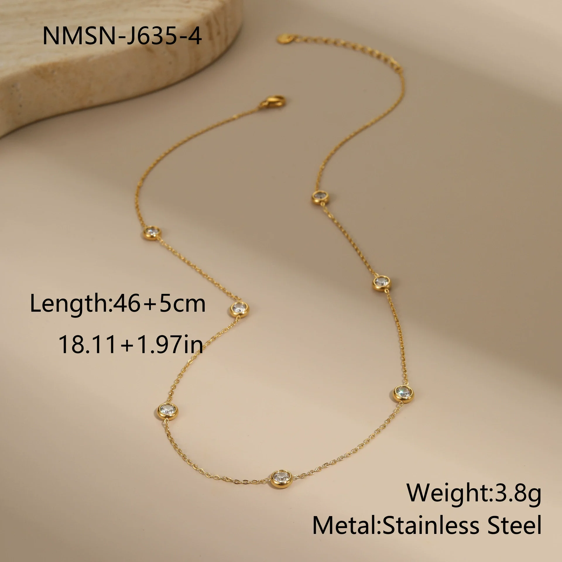 Wholesale Women's Fashion Geometric Stainless Steel And Agate Motherofpearl Hollow Love Clavicle Chain Necklace Inlaid With Zircon Electroplated - Image 6