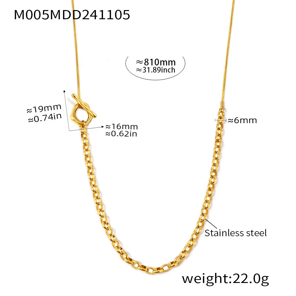 Wholesale Women's Fashion Geometric Stainless Steel And Titanium Steel Ball Chain Sweater Chain With 18K Gold Plated Inlaid Artificial Gemstones And Semiprecious Stones Jewelry - Image 7