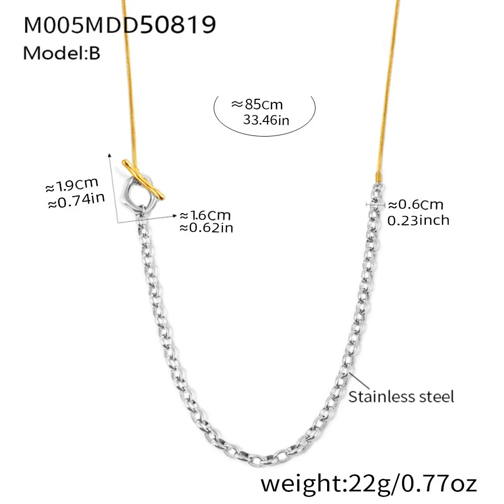 Wholesale Women's Fashion Geometric Stainless Steel And Titanium Steel Ball Chain Sweater Chain With 18K Gold Plated Inlaid Artificial Gemstones And Semiprecious Stones Jewelry - Image 8