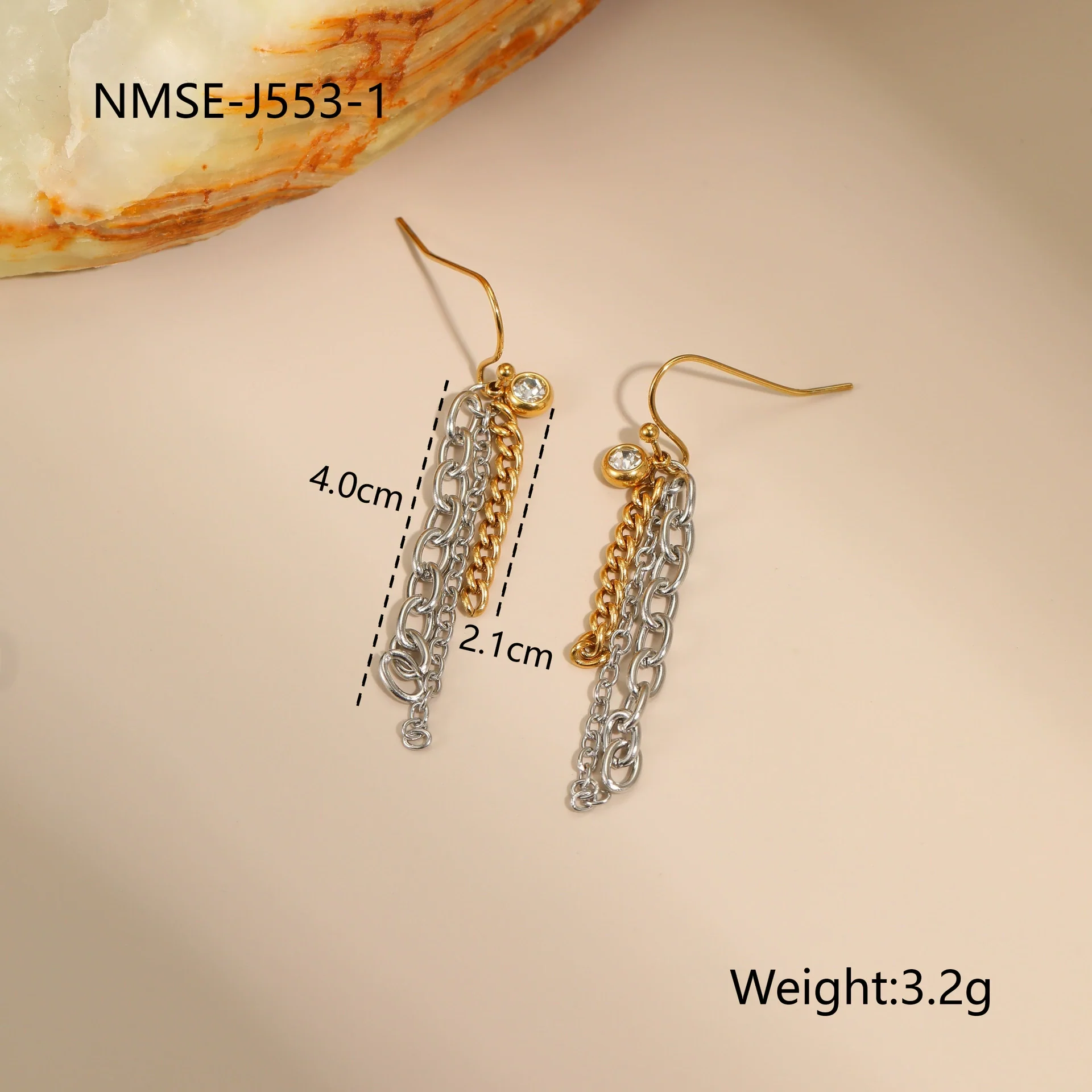Wholesale Women's Fashion Geometric Stainless Steel Electroplated 18K Gold And Silver Color Matching Necklaces And Earrings - Image 11