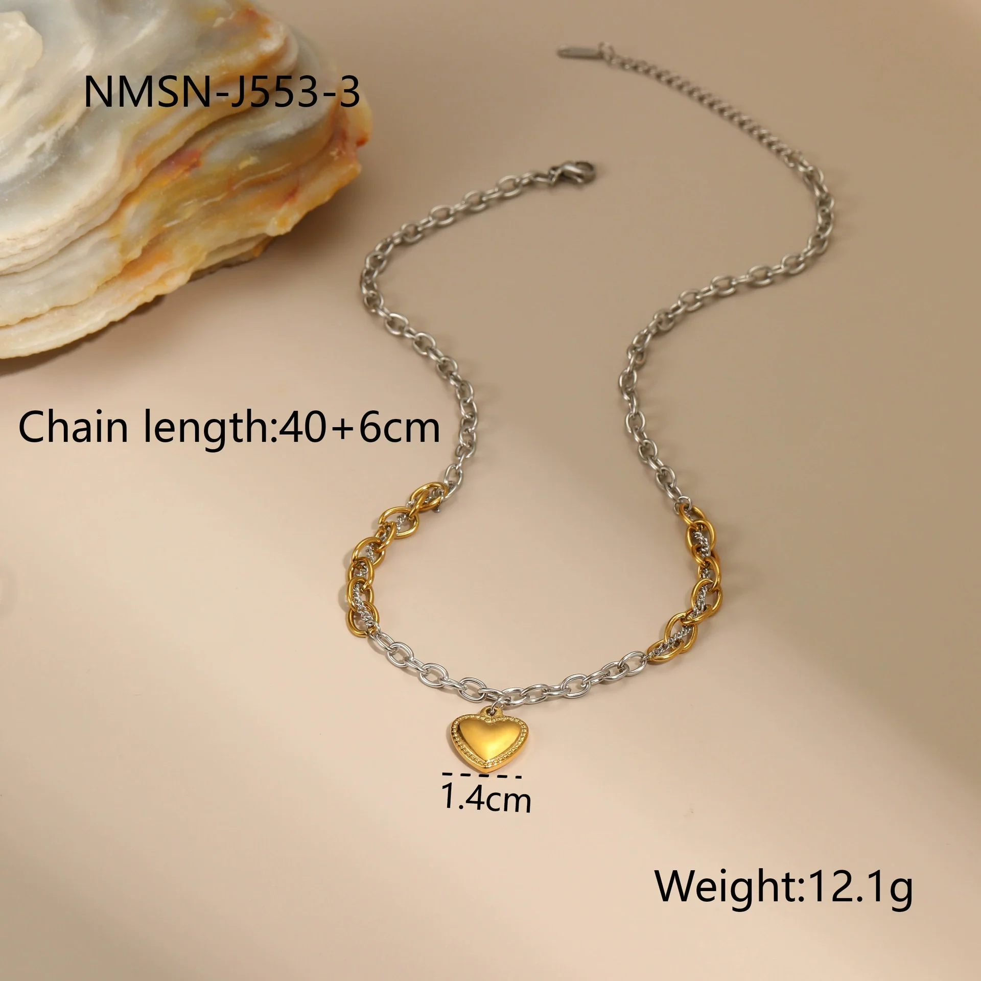 Wholesale Women's Fashion Geometric Stainless Steel Electroplated 18K Gold And Silver Color Matching Necklaces And Earrings - Image 13