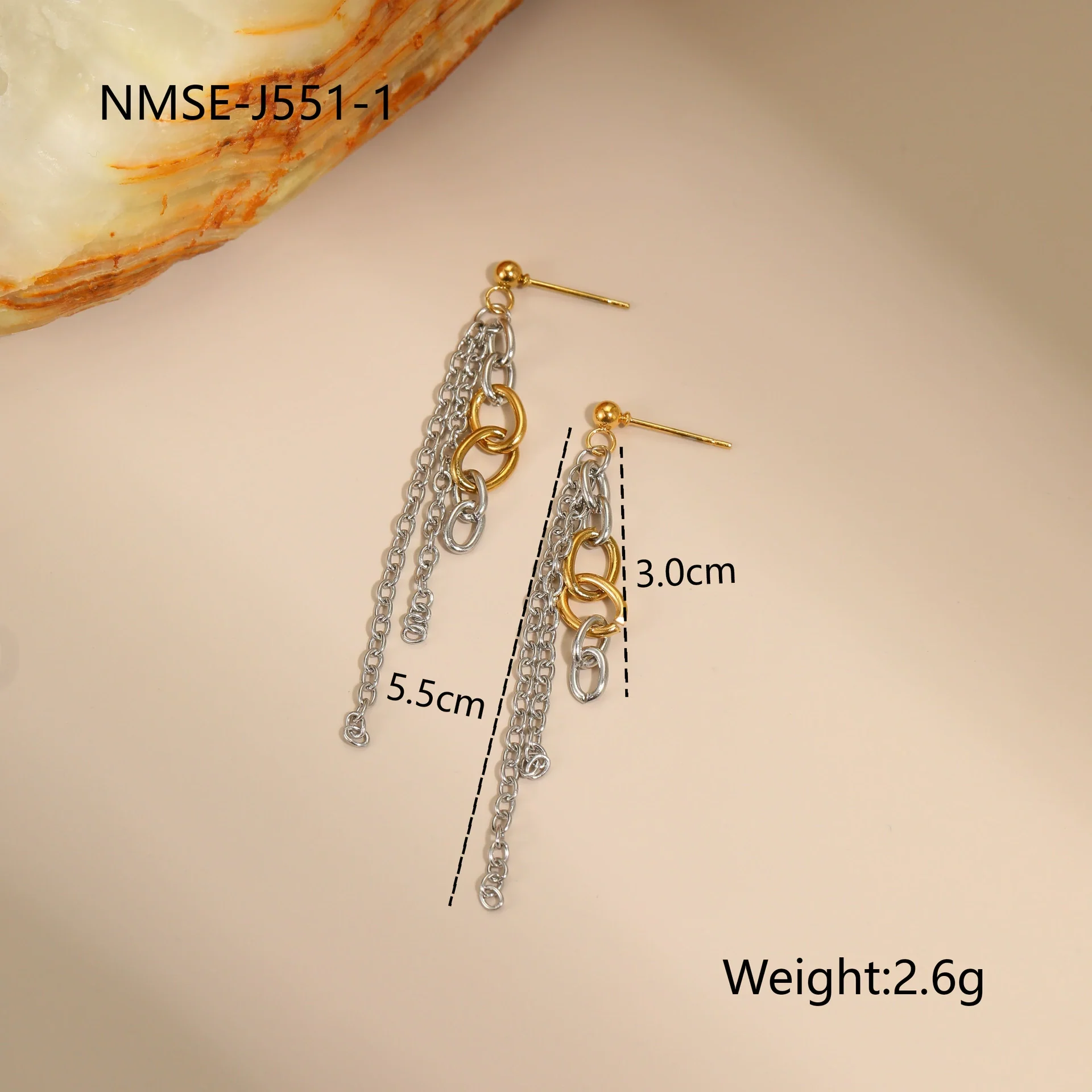 Wholesale Women's Fashion Geometric Stainless Steel Electroplated 18K Gold And Silver Color Matching Necklaces And Earrings - Image 5