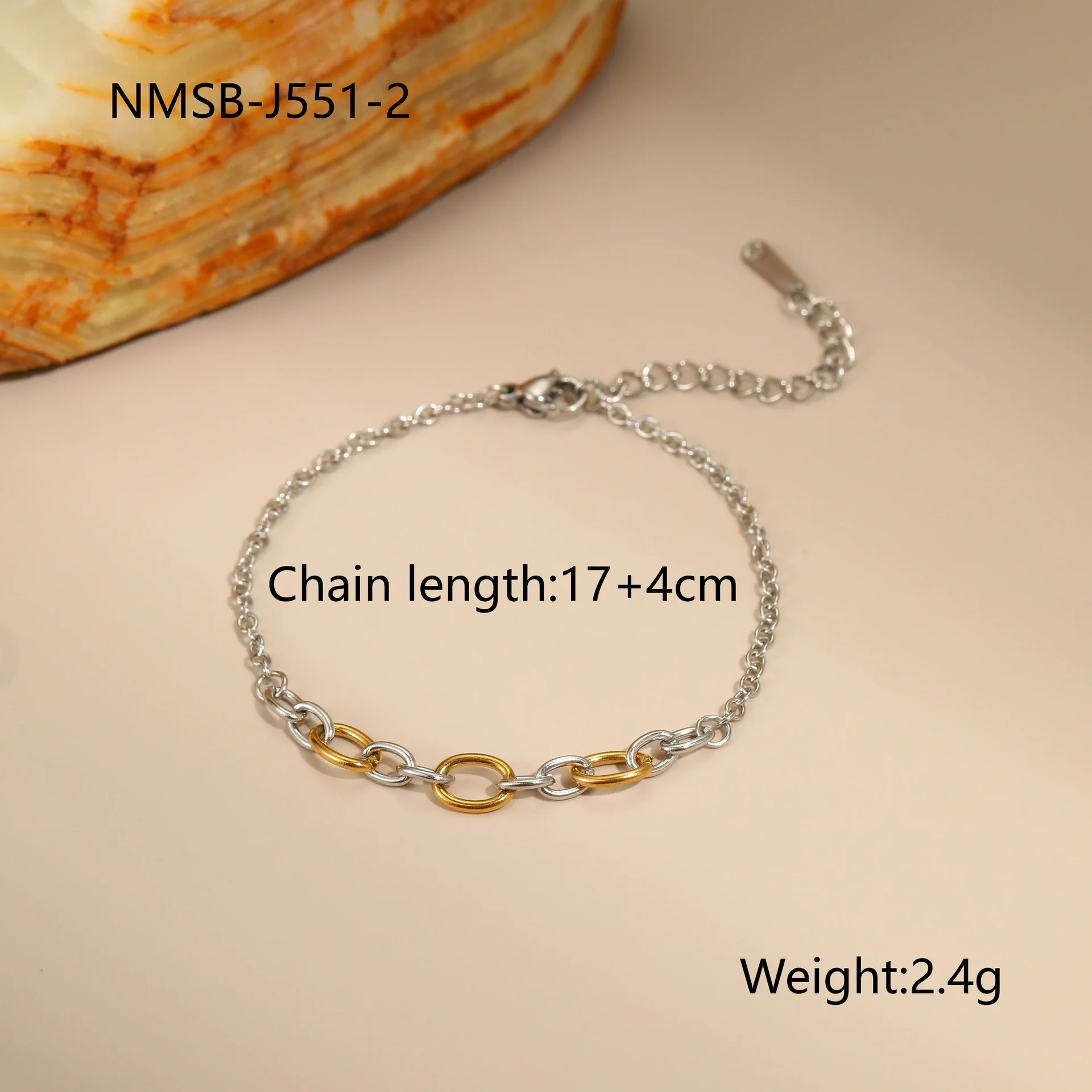 Wholesale Women's Fashion Geometric Stainless Steel Electroplated 18K Gold And Silver Color Matching Necklaces And Earrings - Image 6