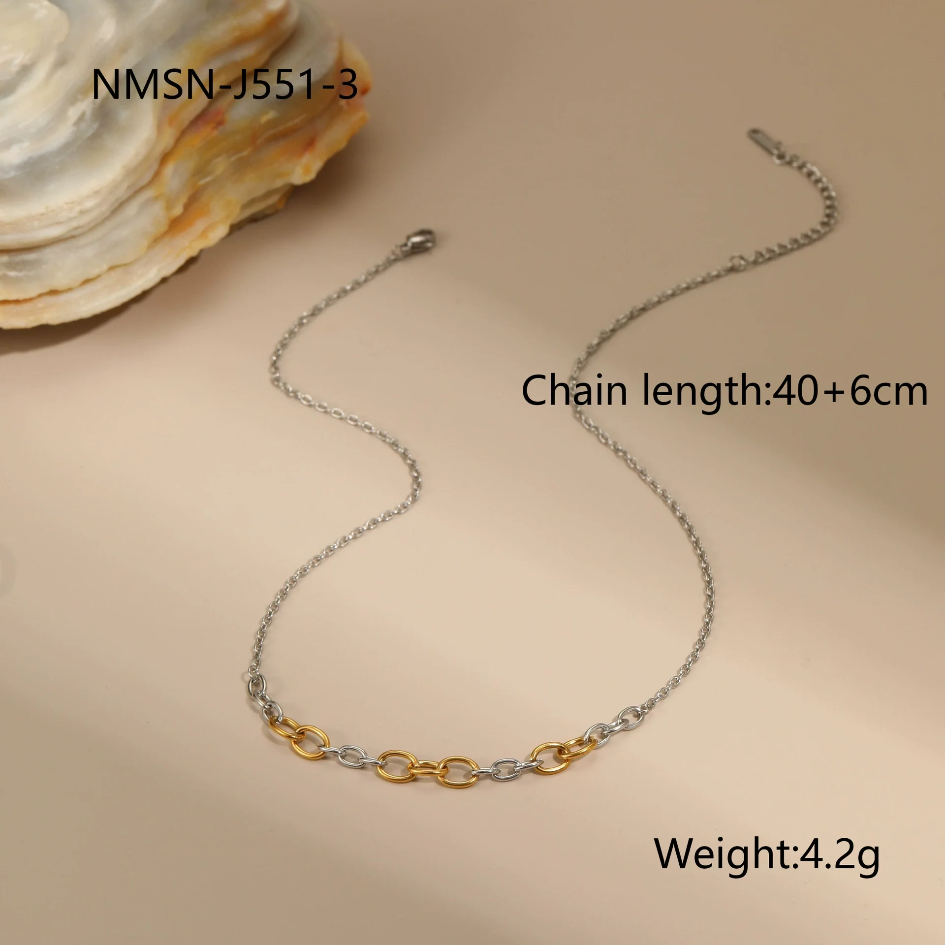 Wholesale Women's Fashion Geometric Stainless Steel Electroplated 18K Gold And Silver Color Matching Necklaces And Earrings - Image 7