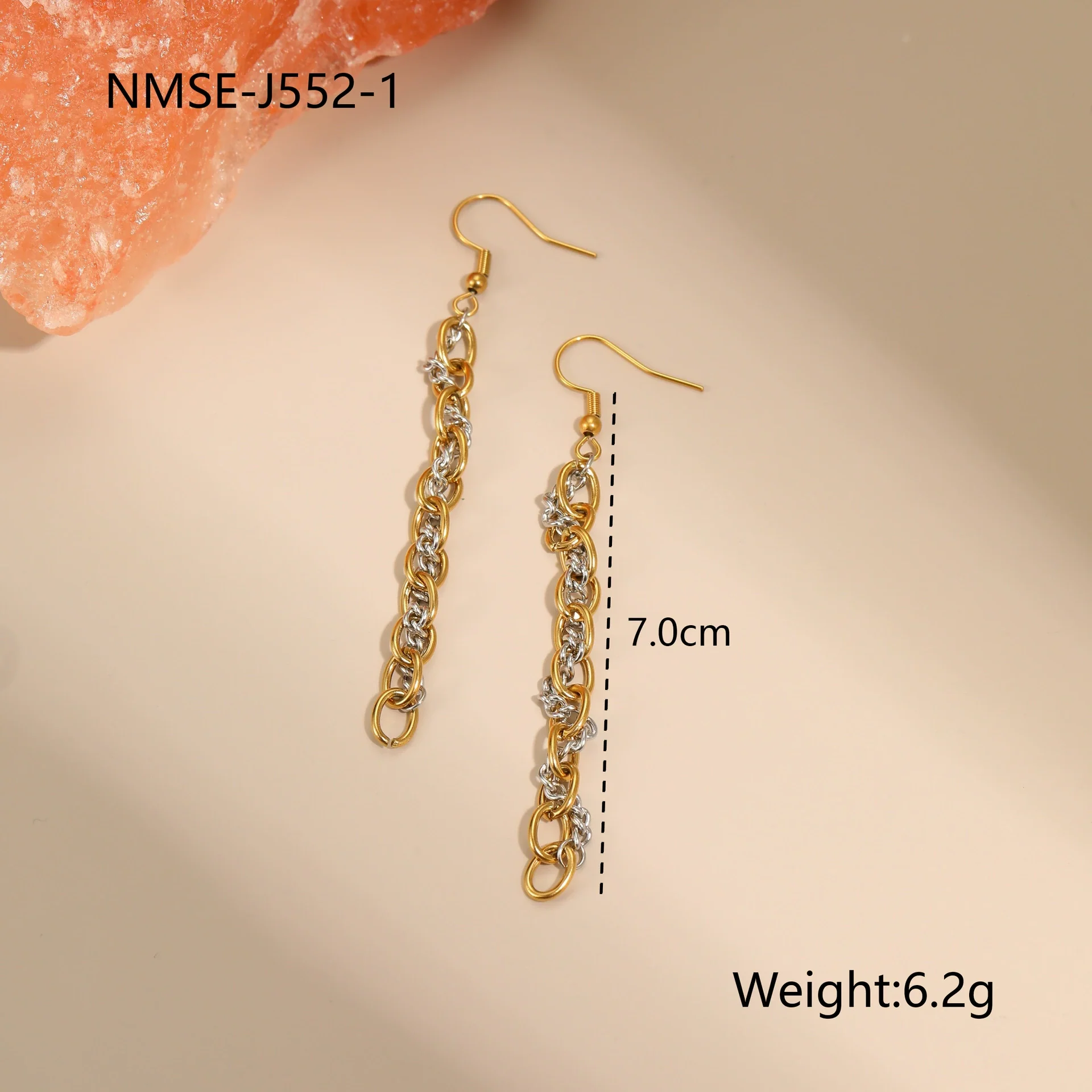 Wholesale Women's Fashion Geometric Stainless Steel Electroplated 18K Gold And Silver Color Matching Necklaces And Earrings - Image 8