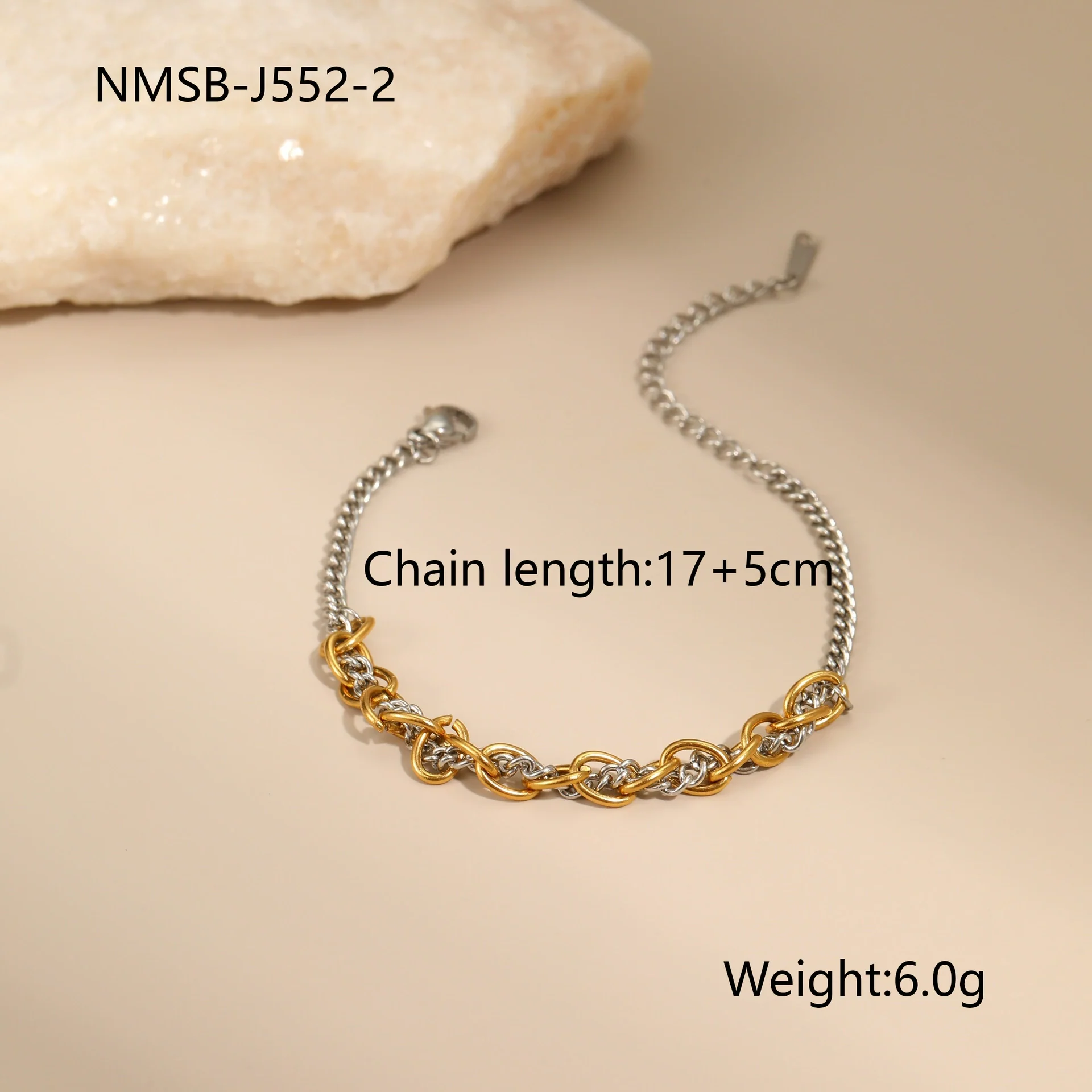 Wholesale Women's Fashion Geometric Stainless Steel Electroplated 18K Gold And Silver Color Matching Necklaces And Earrings - Image 9