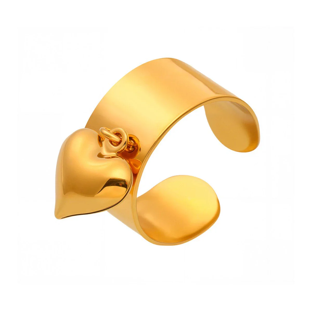 Wholesale Women's Fashion Geometric Stainless Steel Electroplated 18K Gold Ferris Wheel Small Heart Open Index Finger Ring - Image 5