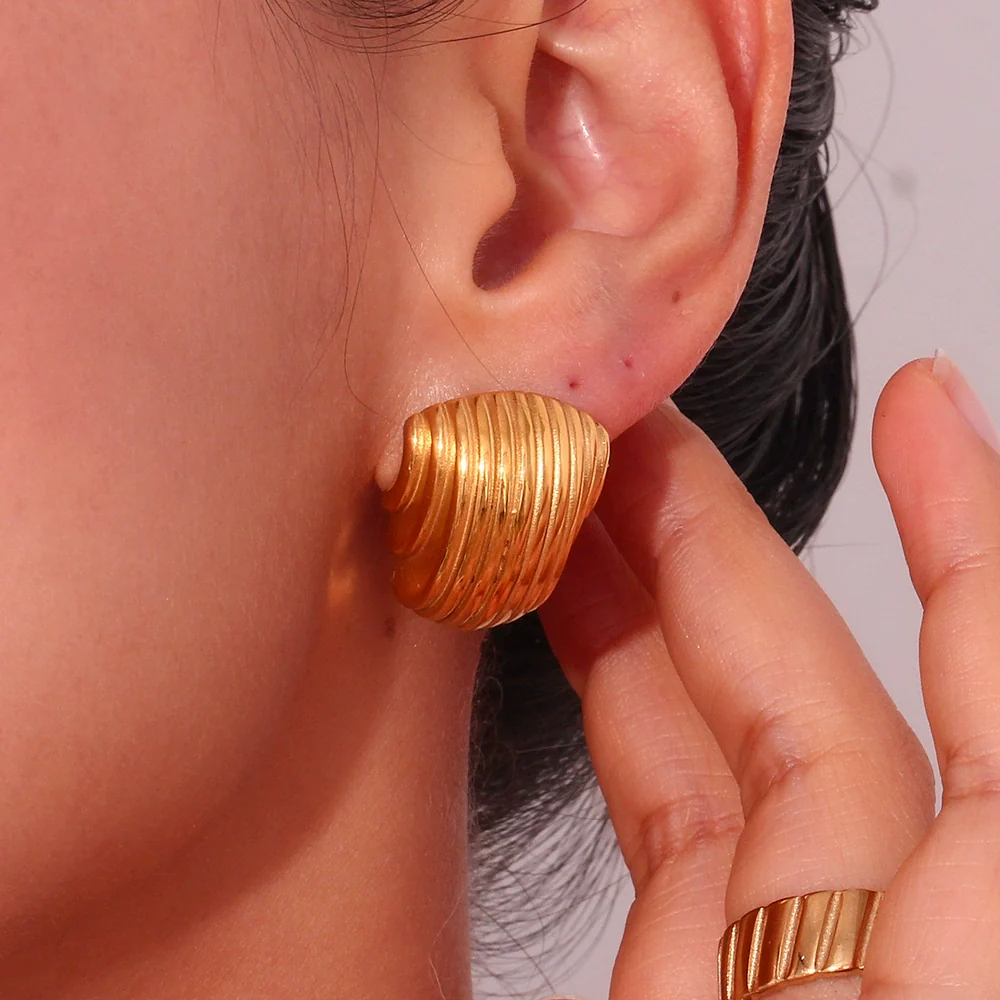 Wholesale Women's Fashion Geometric Stainless Steel Electroplated Earrings - Image 4
