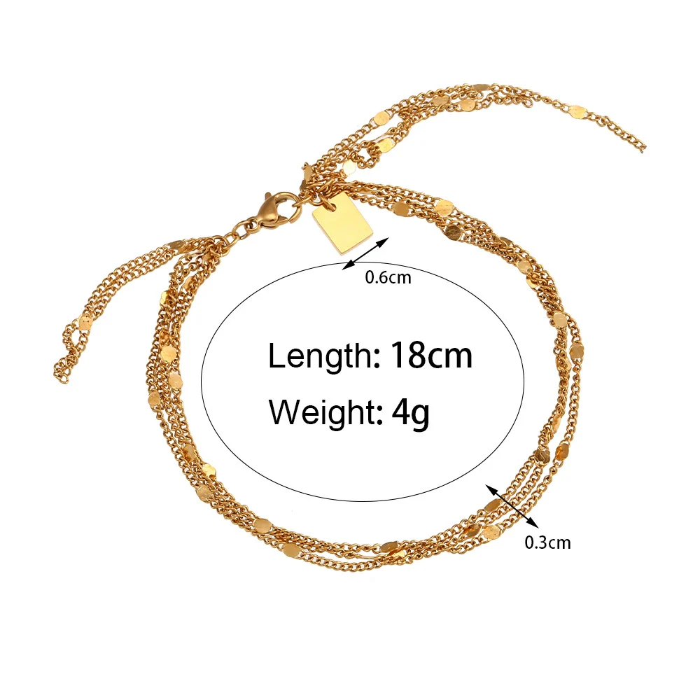 Wholesale Women's Fashion Geometric Stainless Steel Electroplated Multilayer Sequin Tassel Hand Bracelet - Image 2