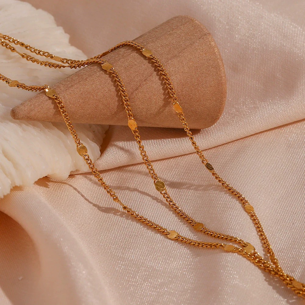 Wholesale Women's Fashion Geometric Stainless Steel Electroplated Multilayer Sequin Tassel Hand Bracelet - Image 3