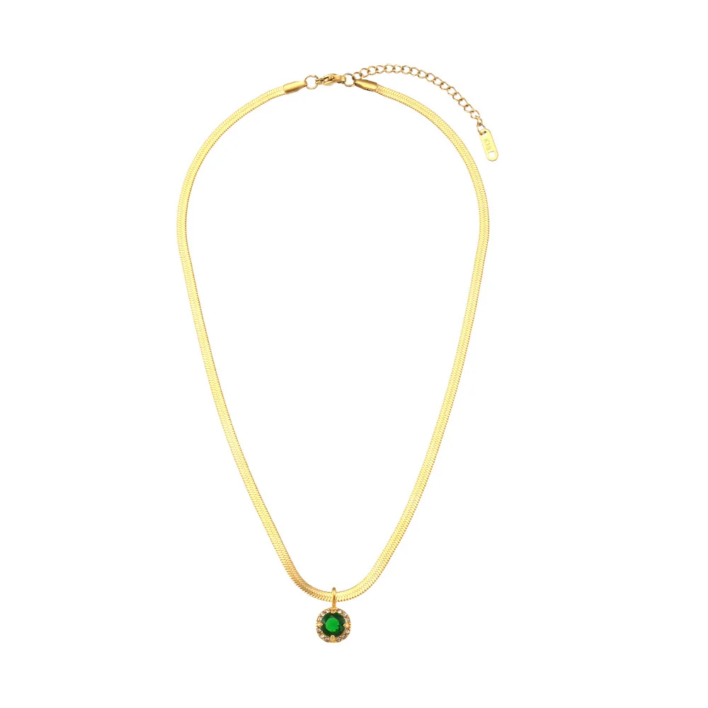 Wholesale Women's Fashion Geometric Stainless Steel Electroplated Round Zircon Pendant Necklace With Conventional Chain - Image 6