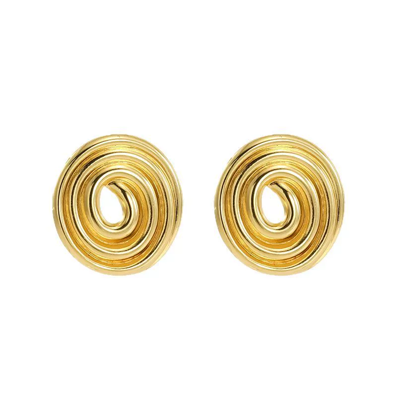 Wholesale Women's Fashion Geometric 316L Stainless Steel Hollow Thread Circle Plate Earrings With Electroplating - Image 5