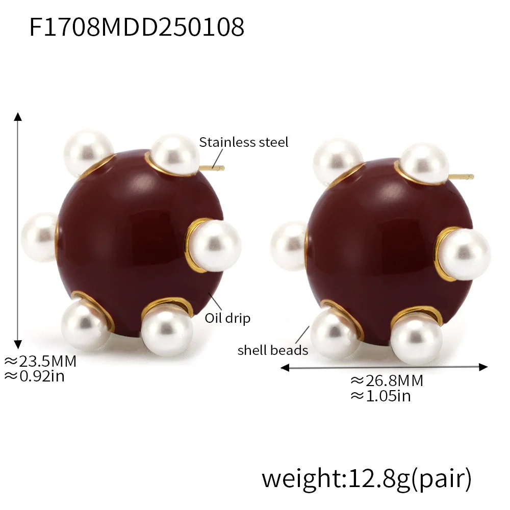 Wholesale Women's Fashion Geometric U Shape Titanium Steel Electroplated Pearl Earrings - Image 7