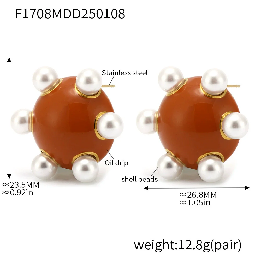 Wholesale Women's Fashion Geometric U Shape Titanium Steel Electroplated Pearl Earrings - Image 8