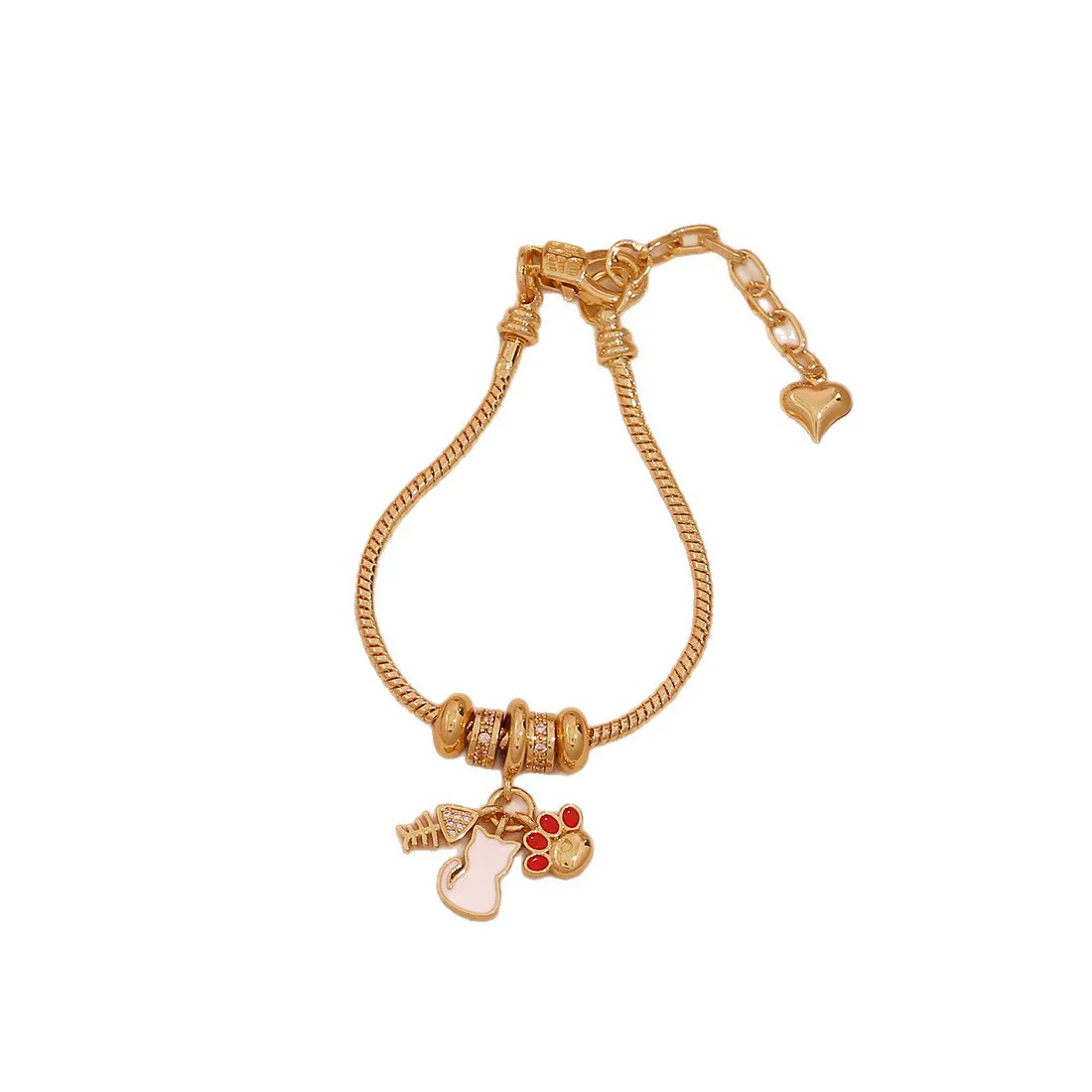 Wholesale Women's Fashion Gold Plated Copper Flower Butterfly Pendant Bracelet With Real Gold Plating - Image 5
