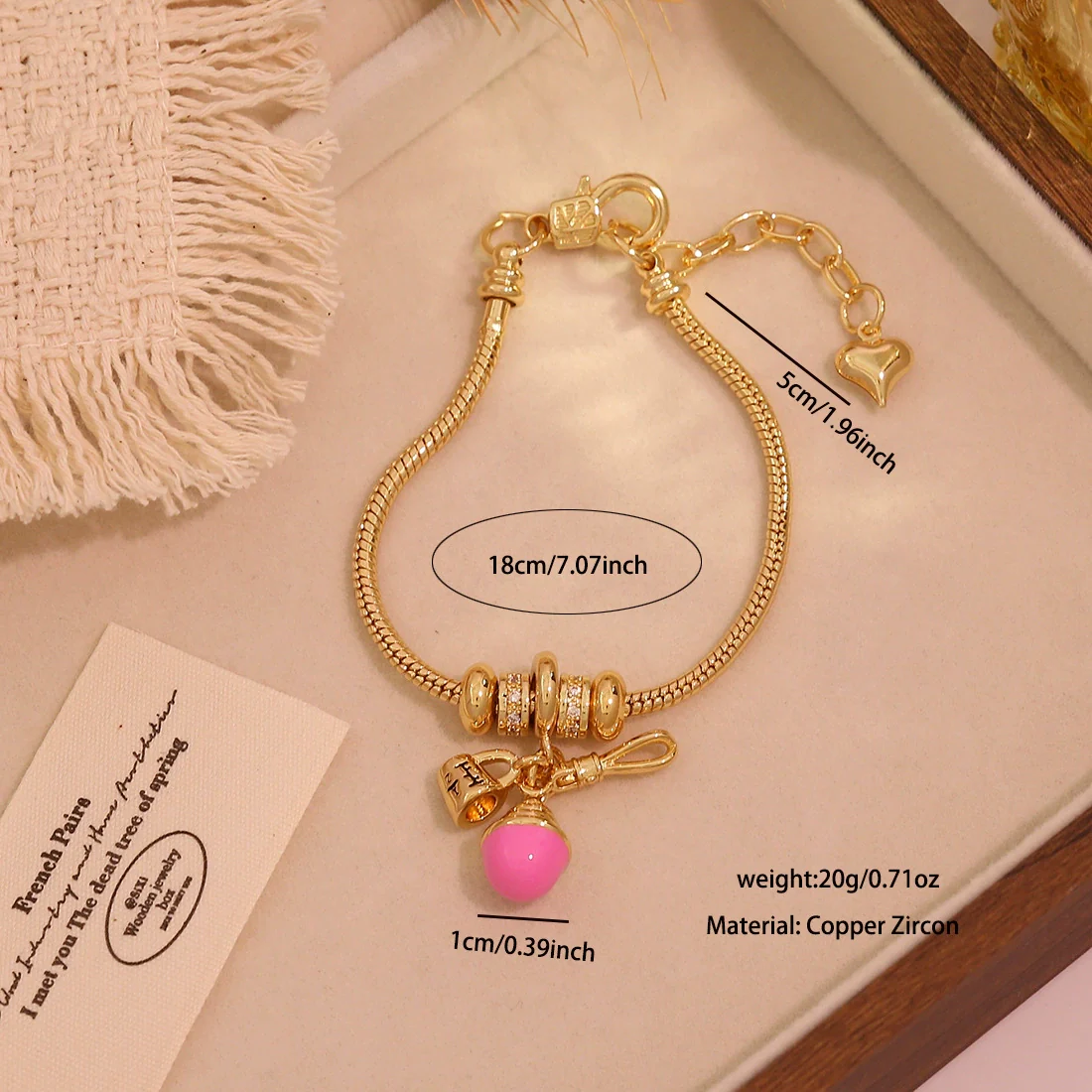 Wholesale Women's Fashion Gold Plated Copper Flower Butterfly Pendant Bracelet With Real Gold Plating - Image 6