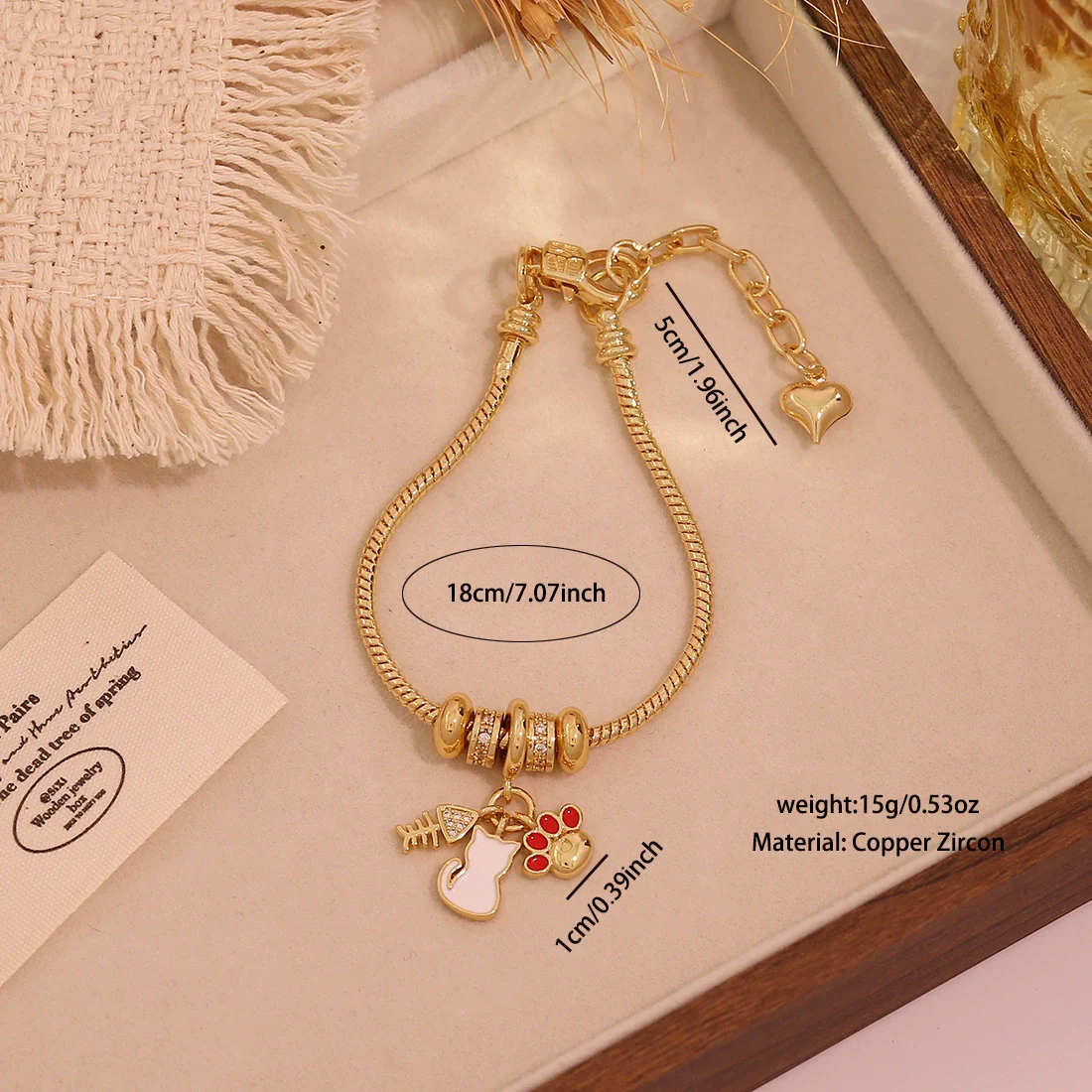 Wholesale Women's Fashion Gold Plated Copper Flower Butterfly Pendant Bracelet With Real Gold Plating - Image 8