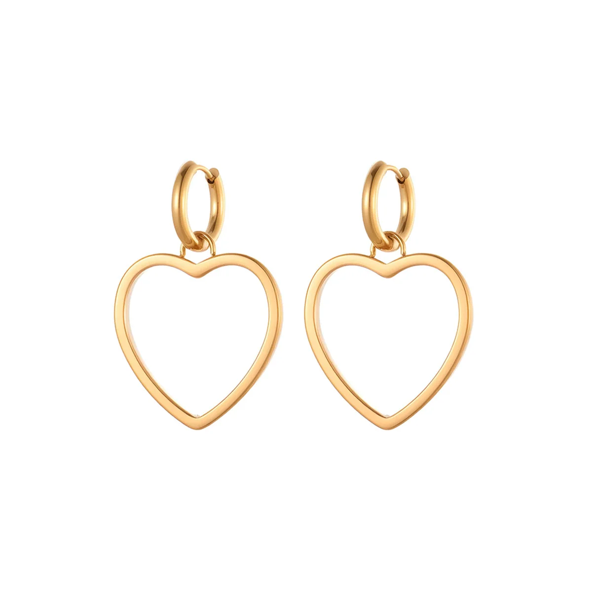 Wholesale Women's Fashion Heartshaped Hollow Electroplated Stainless Steel Earrings - Image 5