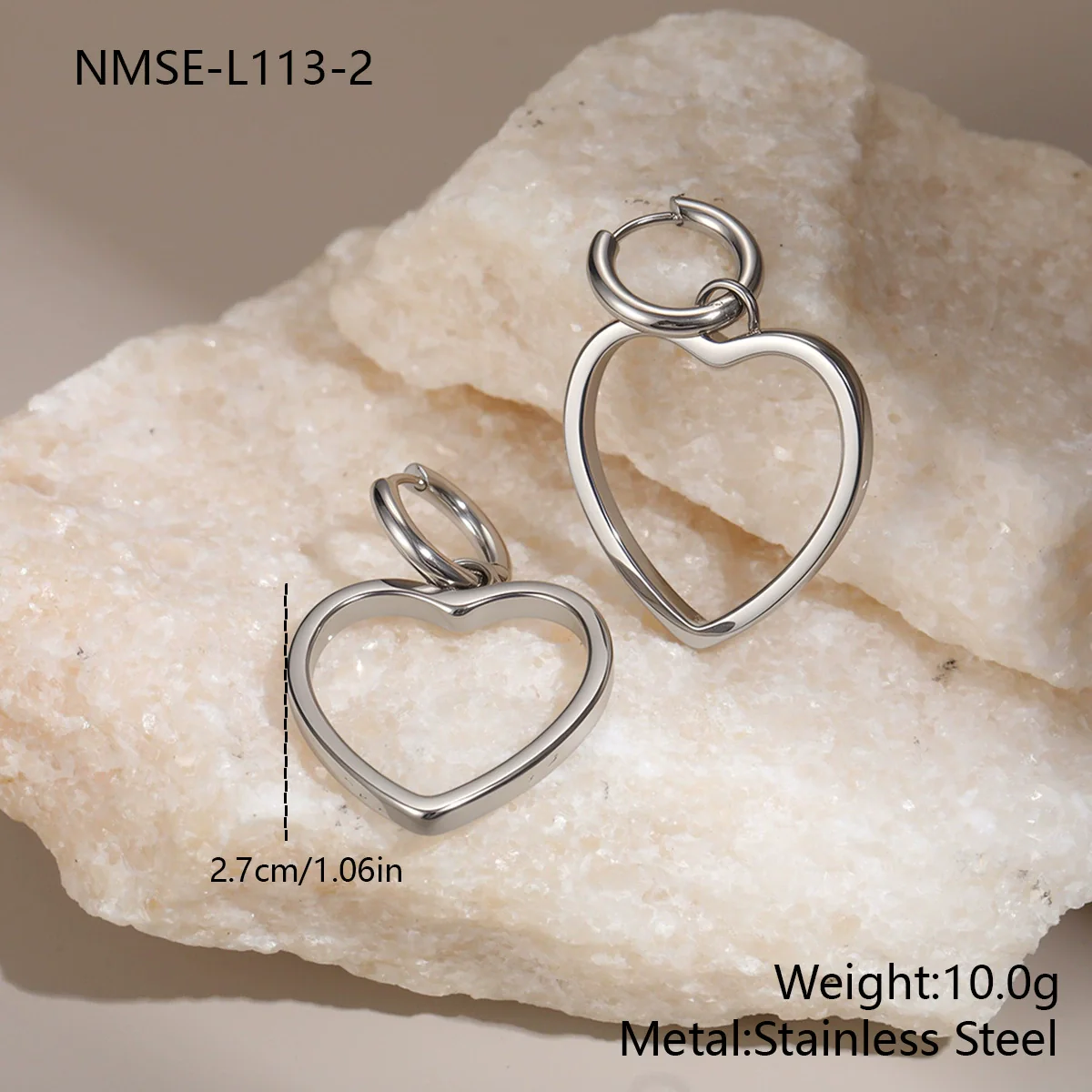 Wholesale Women's Fashion Heartshaped Hollow Electroplated Stainless Steel Earrings - Image 7
