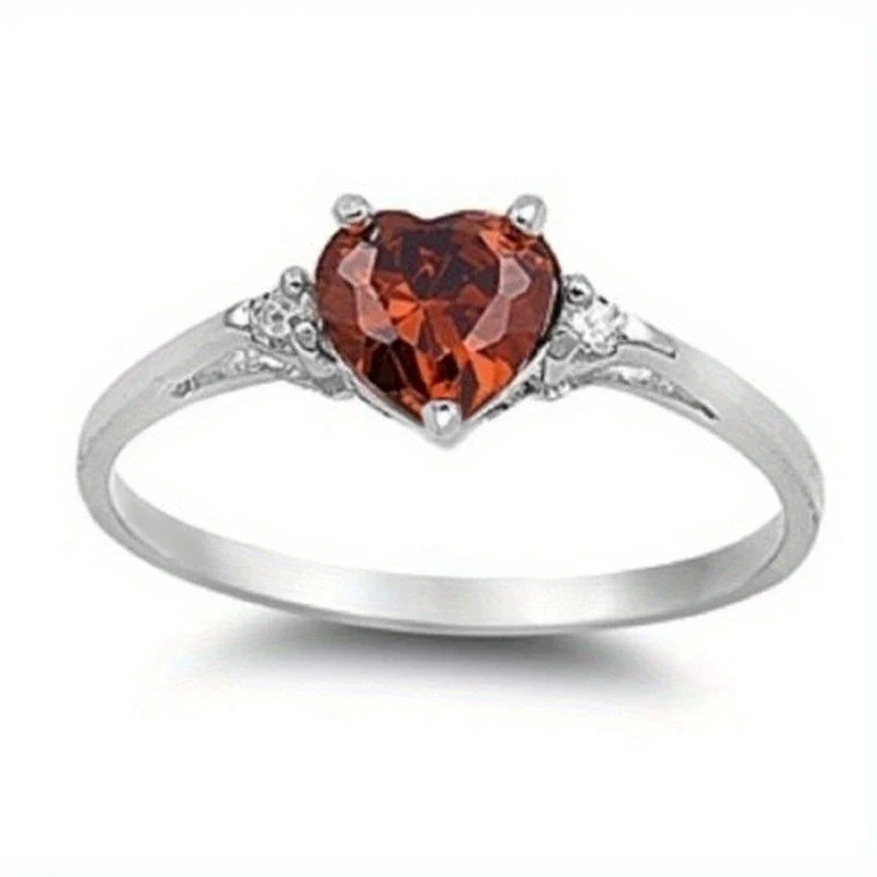 Wholesale Women's Fashion Jewelry Copper Heart Shaped Ring Inlaid With Zircon - Image 12