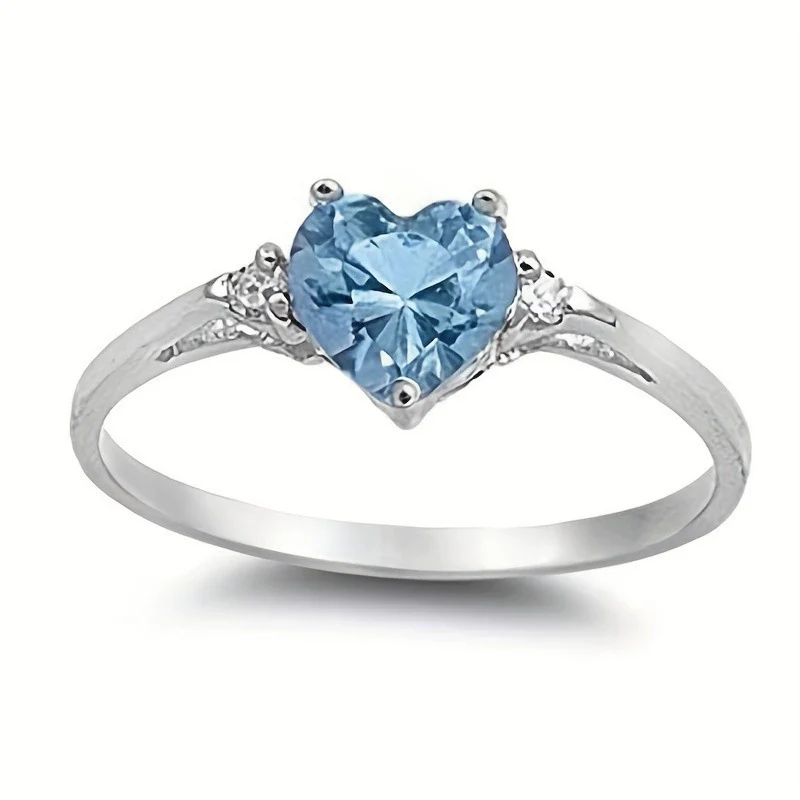 Wholesale Women's Fashion Jewelry Copper Heart Shaped Ring Inlaid With Zircon - Image 2