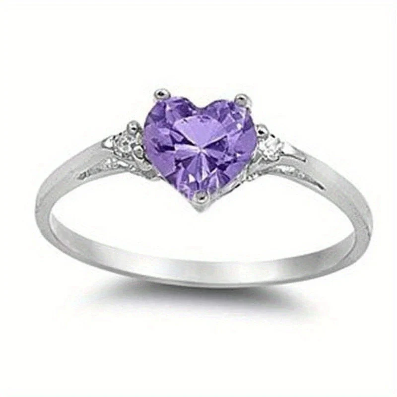 Wholesale Women's Fashion Jewelry Copper Heart Shaped Ring Inlaid With Zircon - Image 8