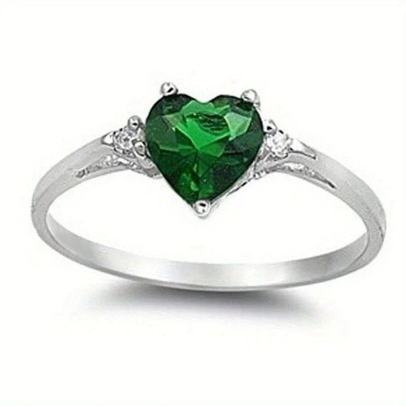 Wholesale Women's Fashion Jewelry Copper Heart Shaped Ring Inlaid With Zircon - Image 9