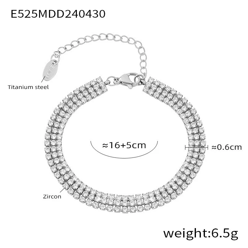 Wholesale Women's Fashion Jewelry Geometric Titanium Steel Zircon Goldplated Bracelet - Image 10