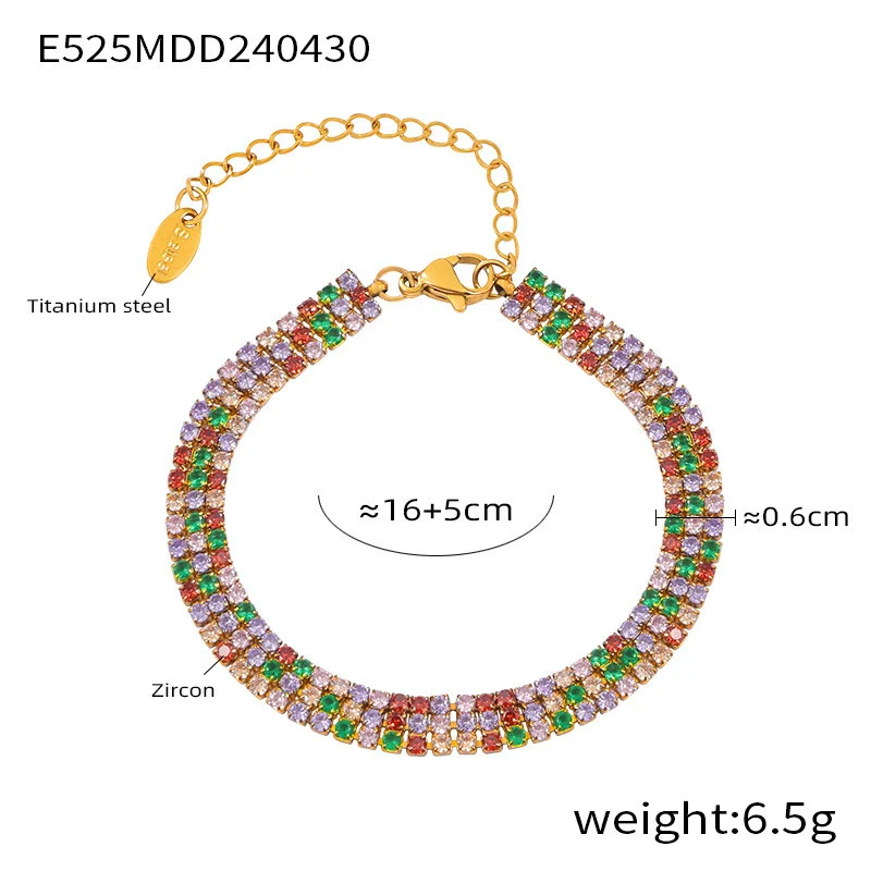 Wholesale Women's Fashion Jewelry Geometric Titanium Steel Zircon Goldplated Bracelet - Image 9