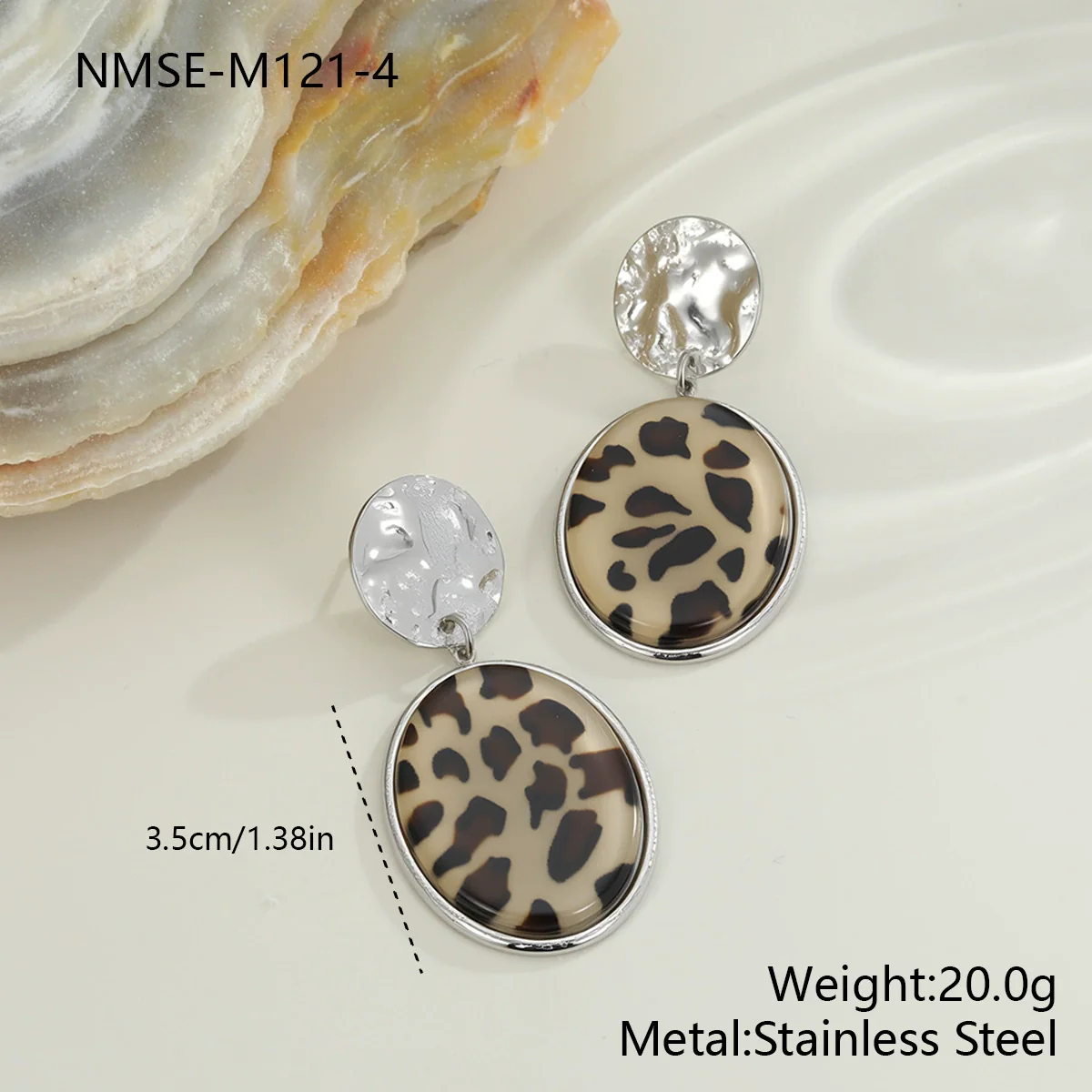 Wholesale Women's Fashion Jewelry Stainless Steel Geometric Leopard Print Electroplated Pendant Necklace And Earrings - Image 13