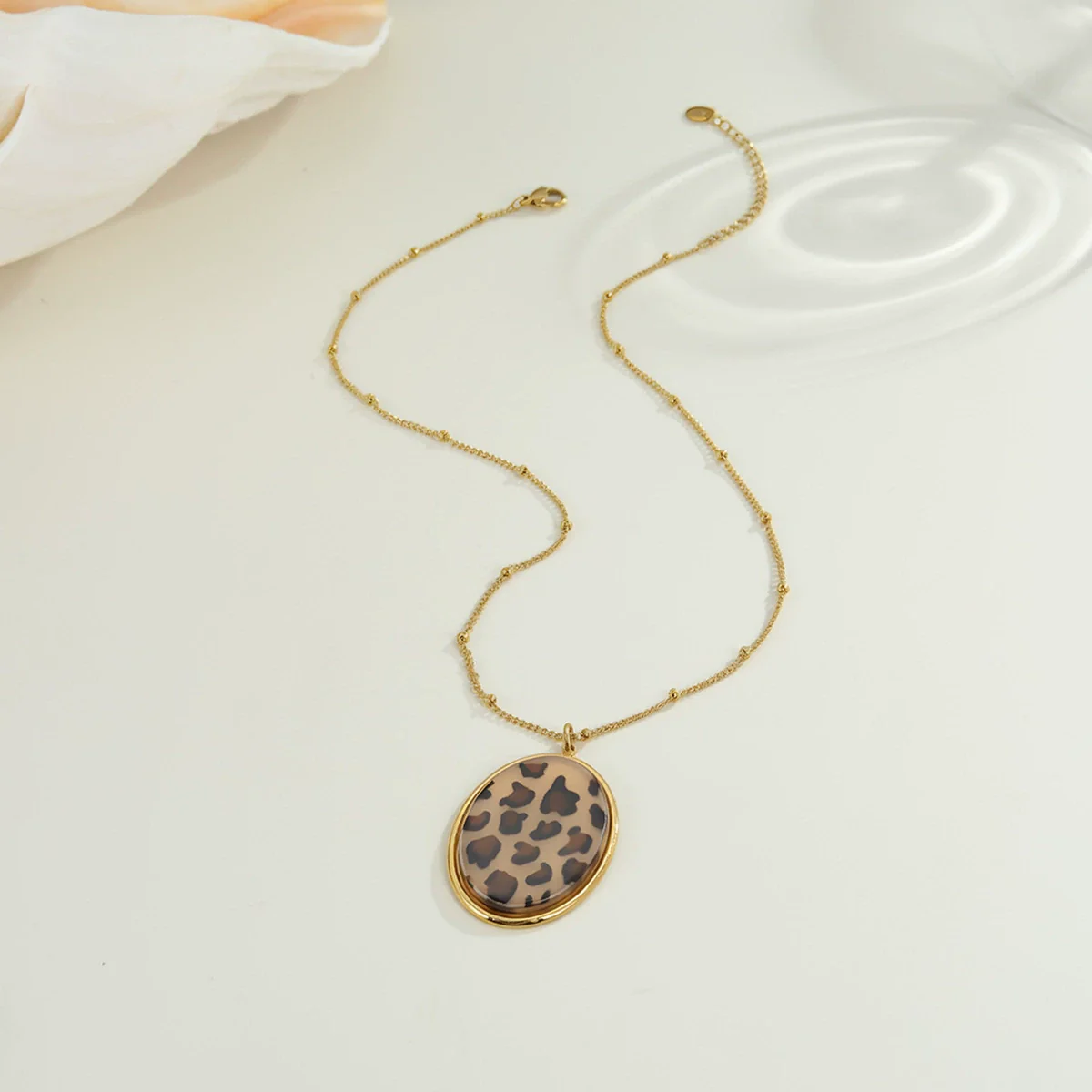 Wholesale Women's Fashion Jewelry Stainless Steel Geometric Leopard Print Electroplated Pendant Necklace And Earrings - Image 3
