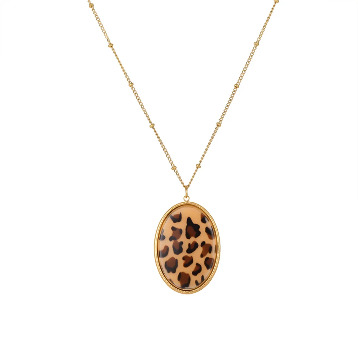 Wholesale Women's Fashion Jewelry Stainless Steel Geometric Leopard Print Electroplated Pendant Necklace And Earrings - Image 5