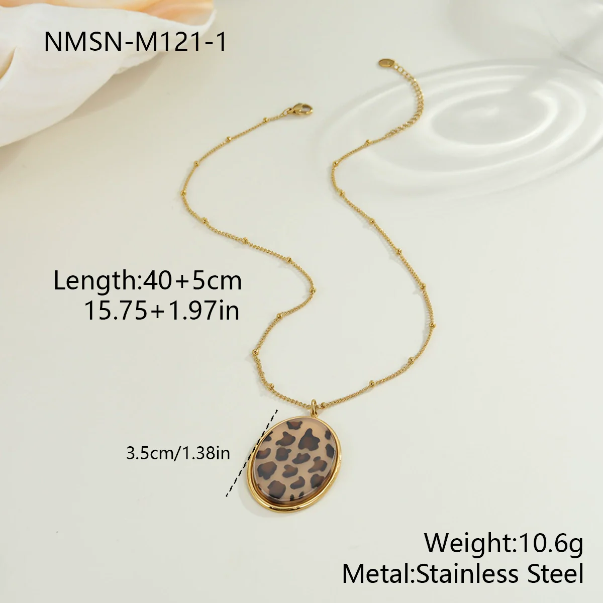 Wholesale Women's Fashion Jewelry Stainless Steel Geometric Leopard Print Electroplated Pendant Necklace And Earrings - Image 6