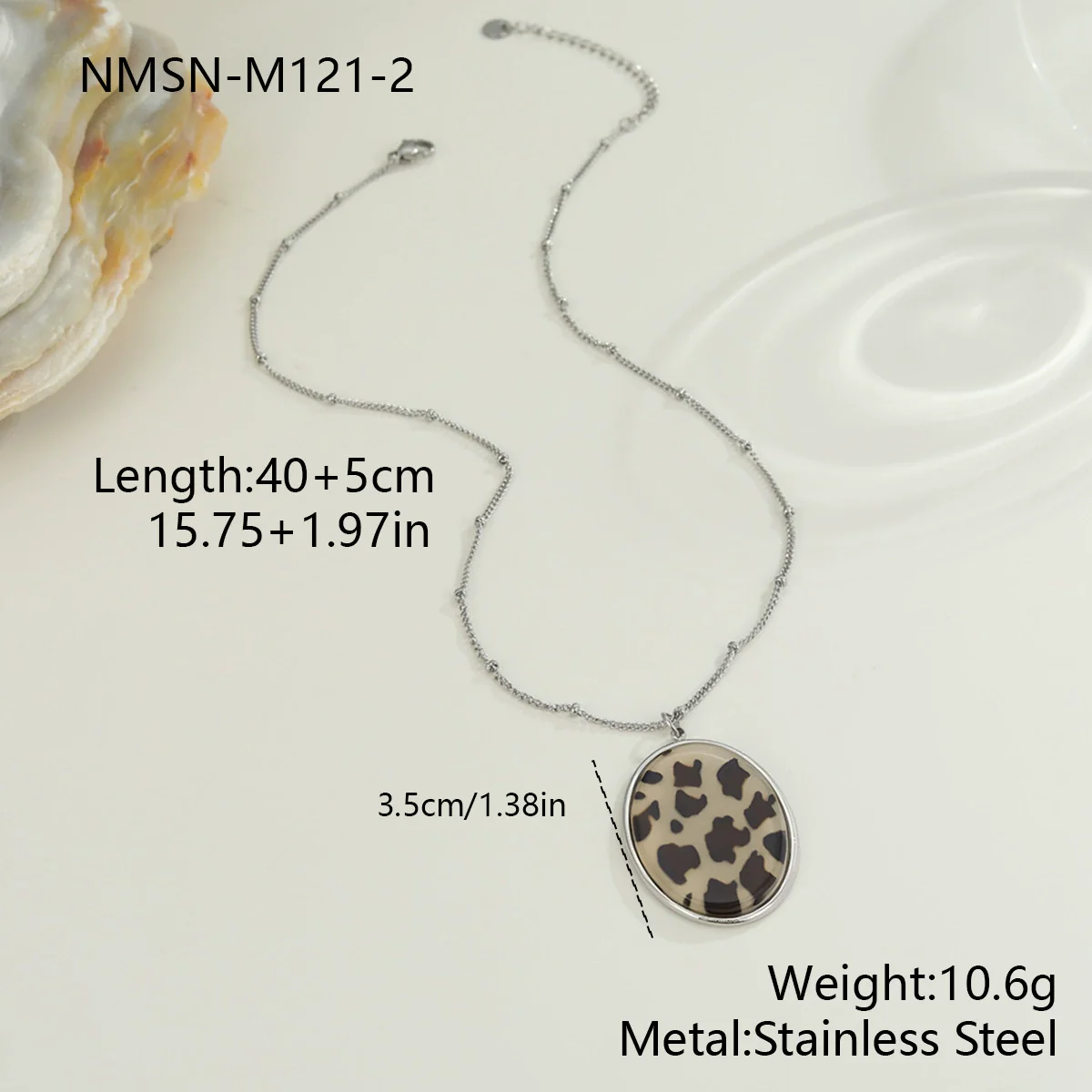 Wholesale Women's Fashion Jewelry Stainless Steel Geometric Leopard Print Electroplated Pendant Necklace And Earrings - Image 7