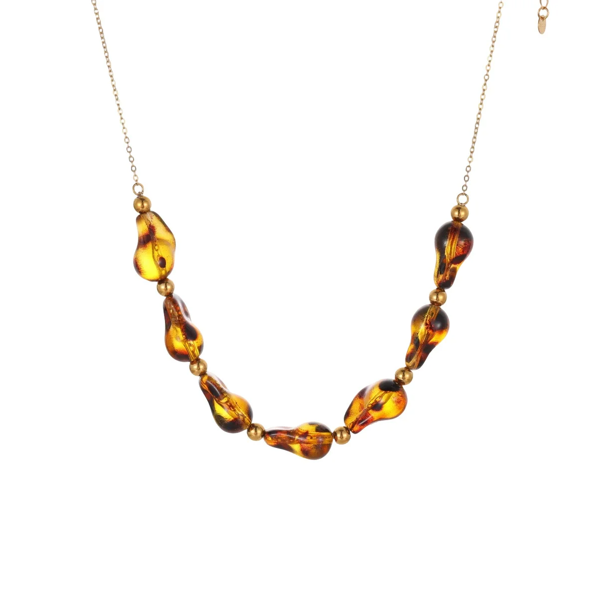 Wholesale Women's Fashion Leopard Print Geometric Stainless Steel 18K Gold Plated Necklace And Bracelet - Image 5