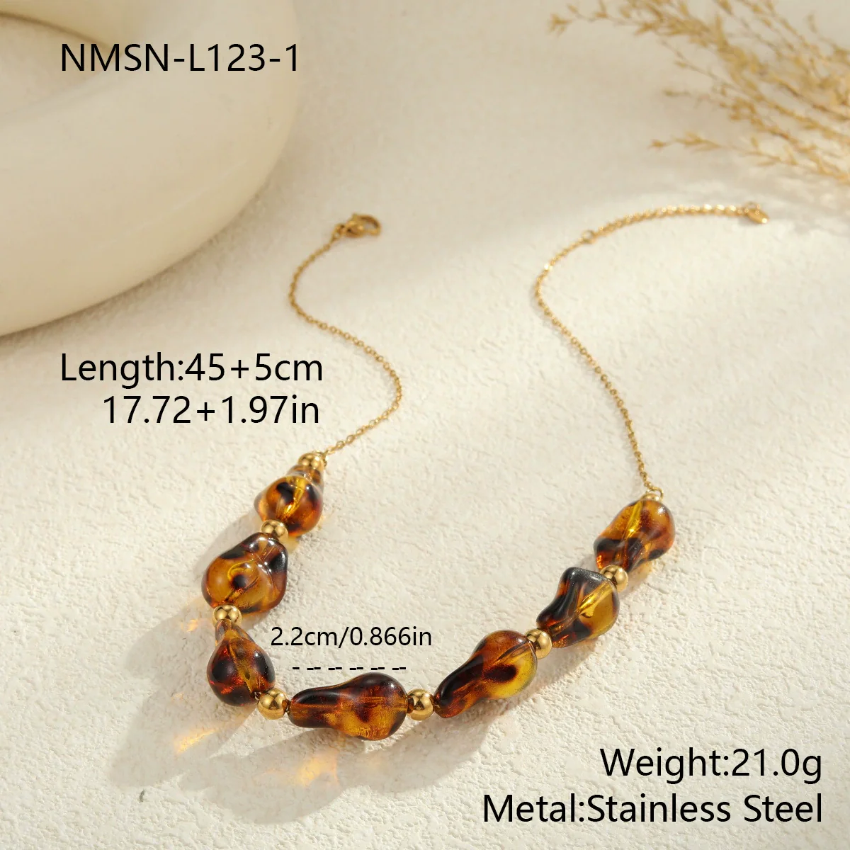 Wholesale Women's Fashion Leopard Print Geometric Stainless Steel 18K Gold Plated Necklace And Bracelet - Image 6