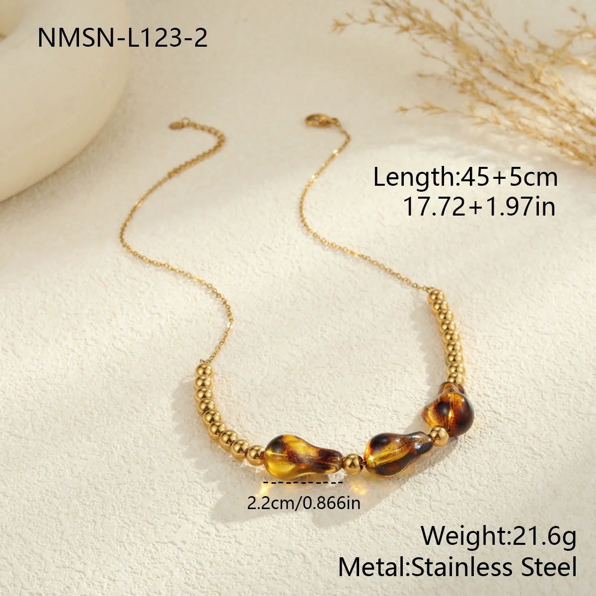 Wholesale Women's Fashion Leopard Print Geometric Stainless Steel 18K Gold Plated Necklace And Bracelet - Image 7