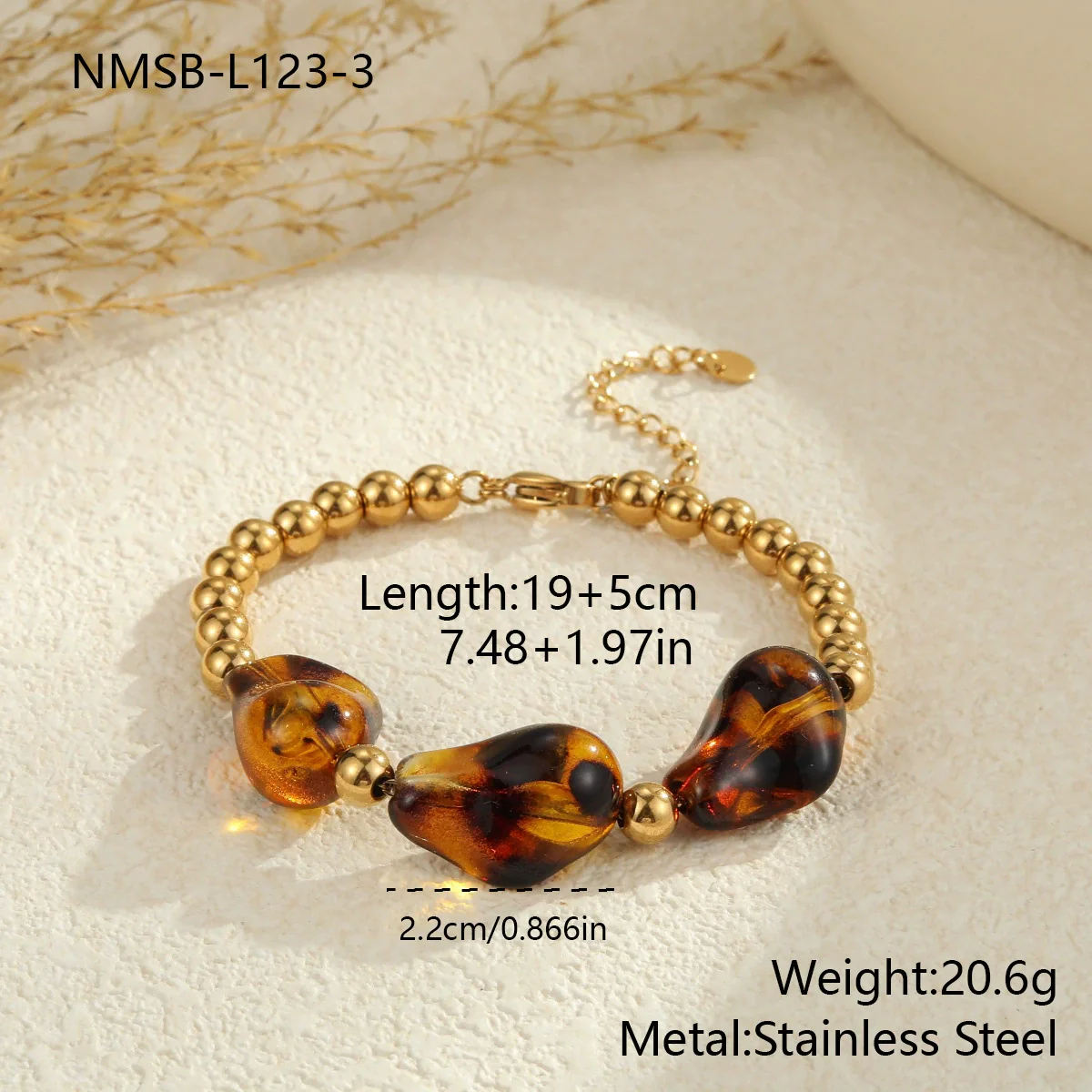 Wholesale Women's Fashion Leopard Print Geometric Stainless Steel 18K Gold Plated Necklace And Bracelet - Image 8